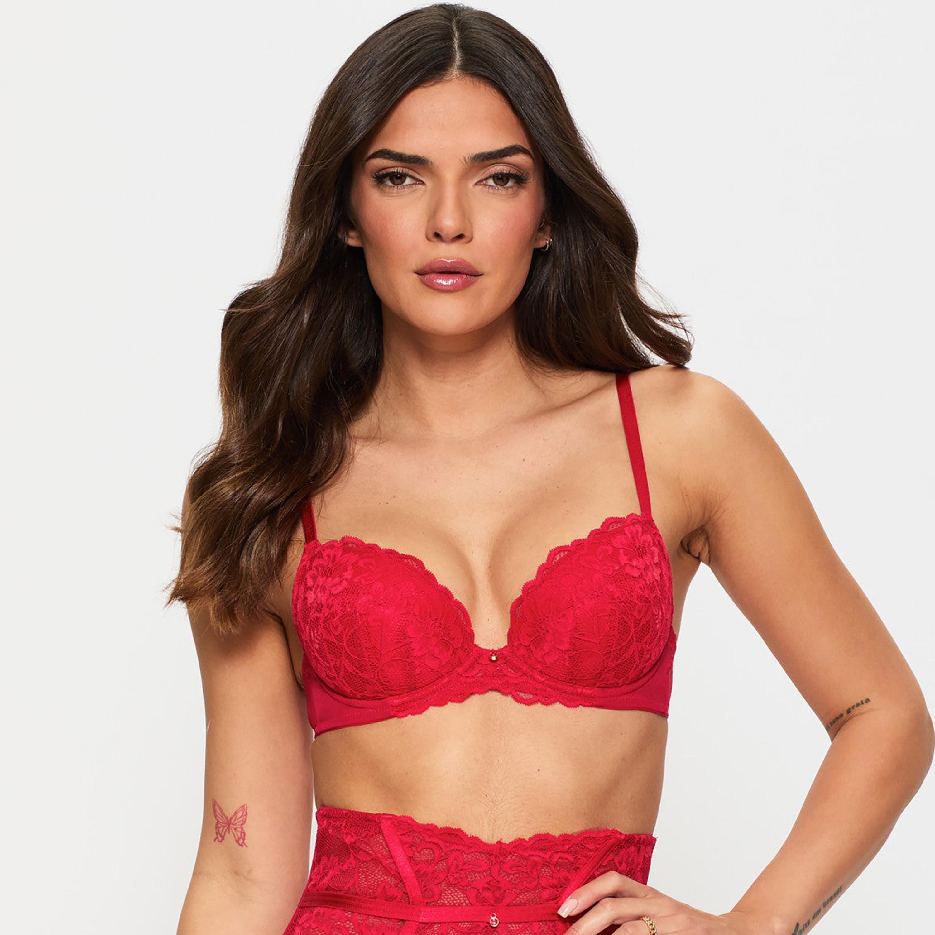 Ann Summers Sexy Red Lace Medium Support Padded Women's Plunge Bra-women-clothing-lingerie-bras-image-1