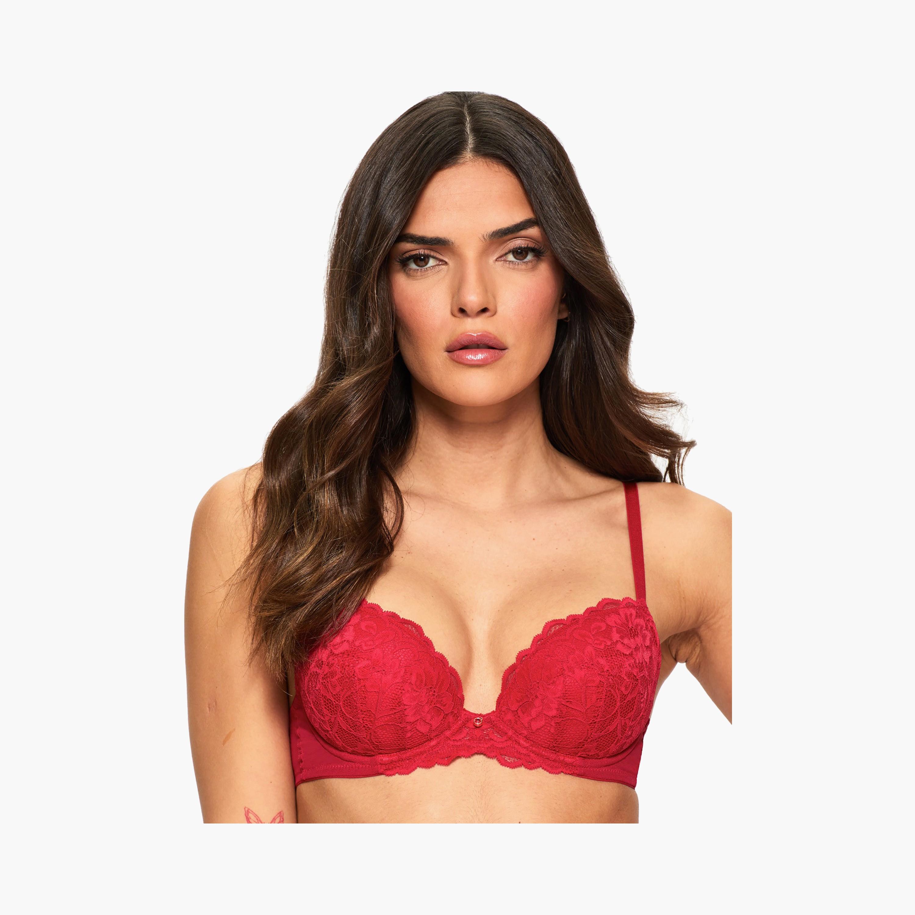 Ann Summers Sexy Red Lace Medium Support Padded Women's Plunge Bra-women-clothing-lingerie-bras-image-2