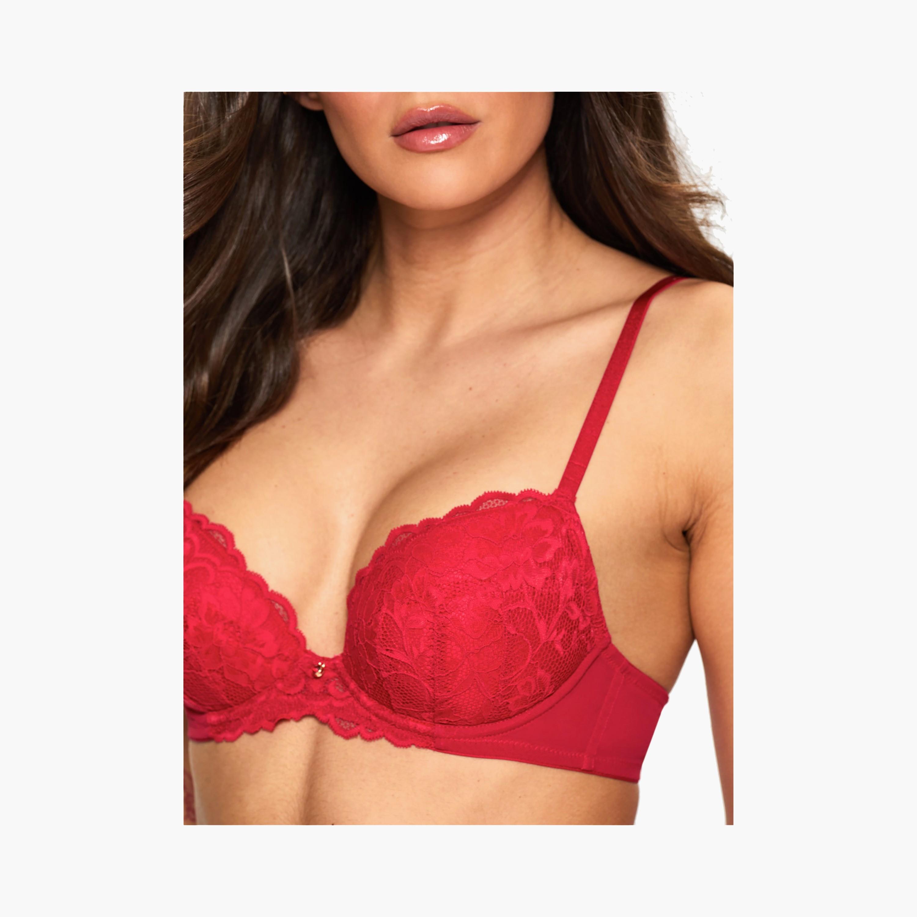Ann Summers Sexy Red Lace Medium Support Padded Women's Plunge Bra-women-clothing-lingerie-bras-image-5