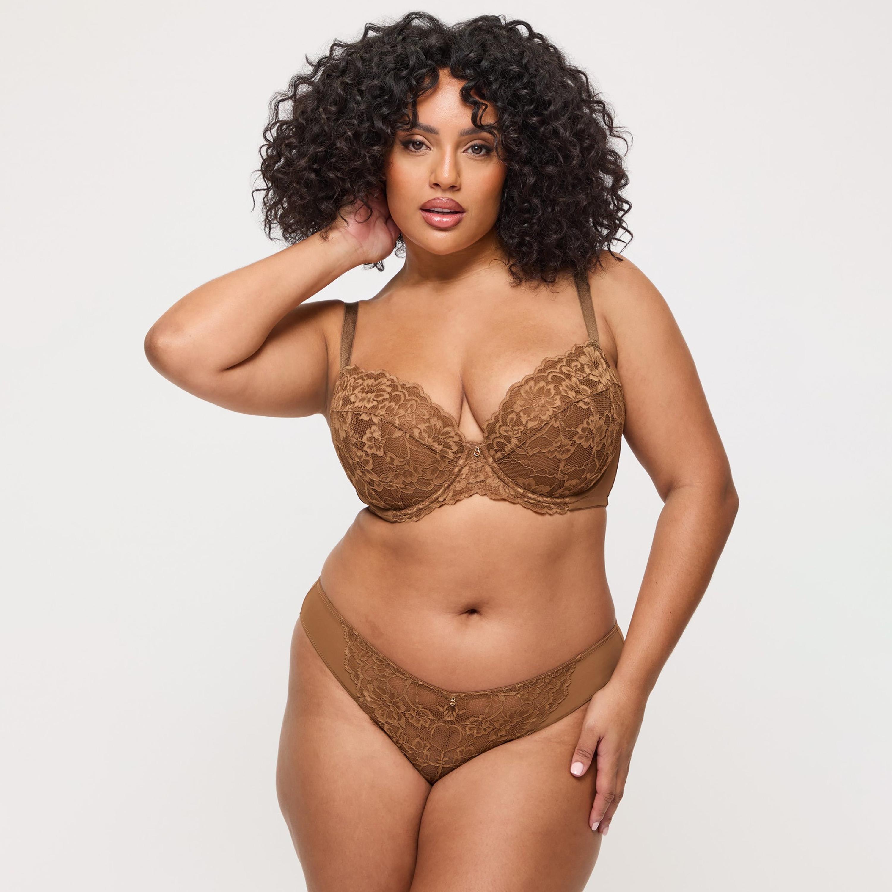 سروال داخلي "برازيلي" نسائي من الدانتيل البني بنقشة الزهور بتغطية متوسطة من آن سمرز-women-clothing-lingerie-panties-image-2