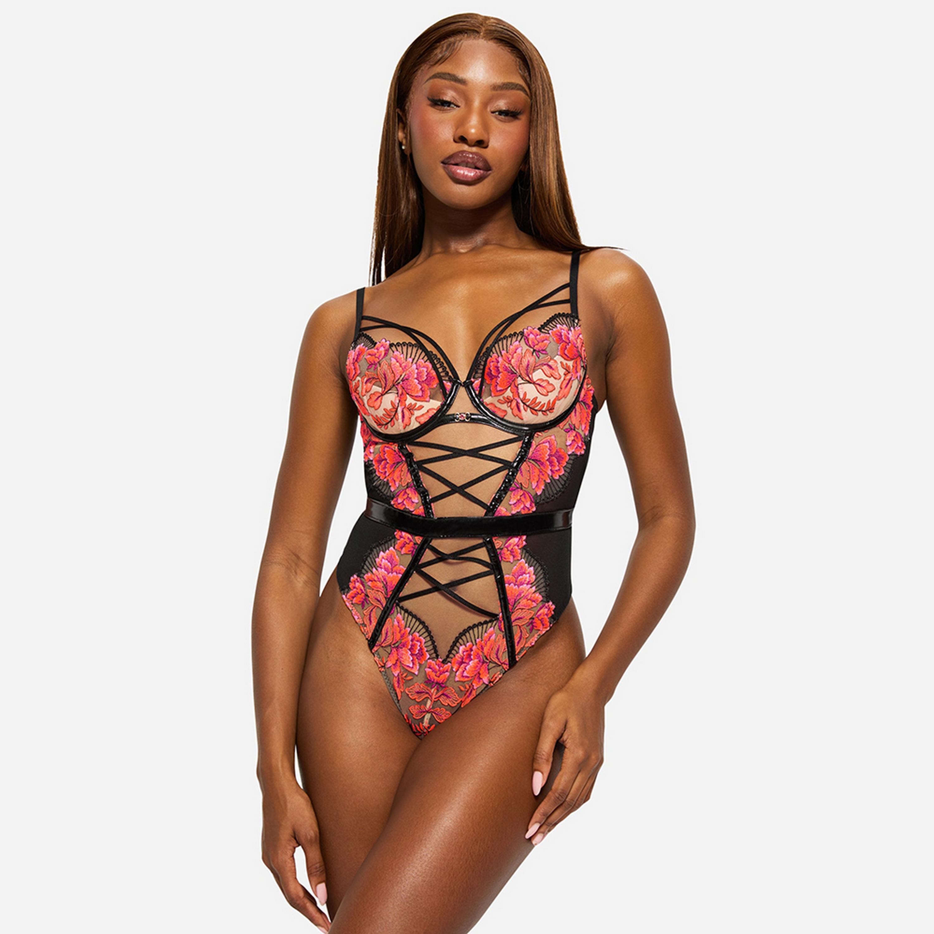 بادي نسائي أسود بأسلاك وغير مبطن "فيثفل" من آن سمرز-women-clothing-lingerie-babydollsandbodysuits-image-1