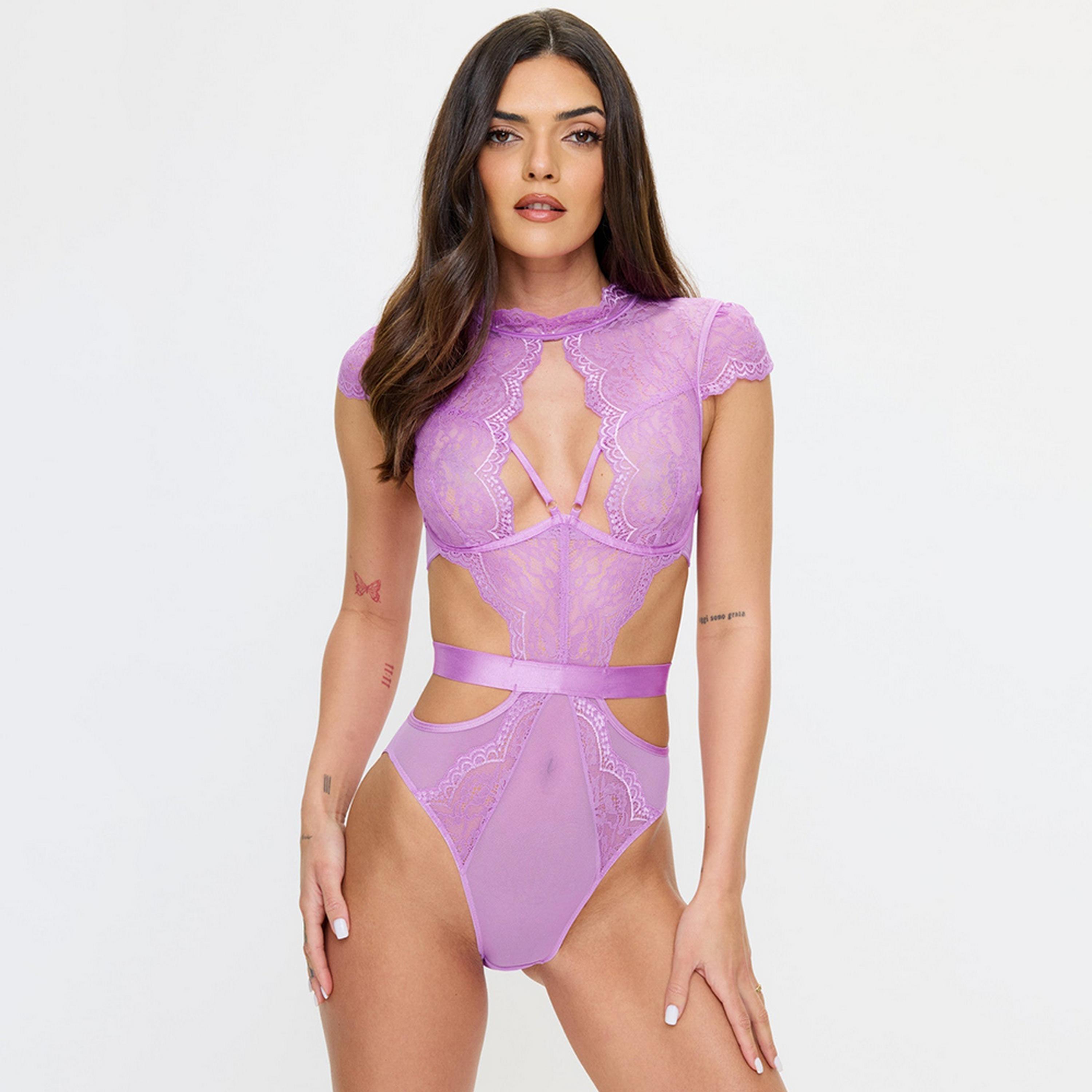 بادي نسائي بنفسجي غير سلكي وغير مبطن "زاليا" من آن سمرز-women-clothing-lingerie-babydollsandbodysuits-image-1