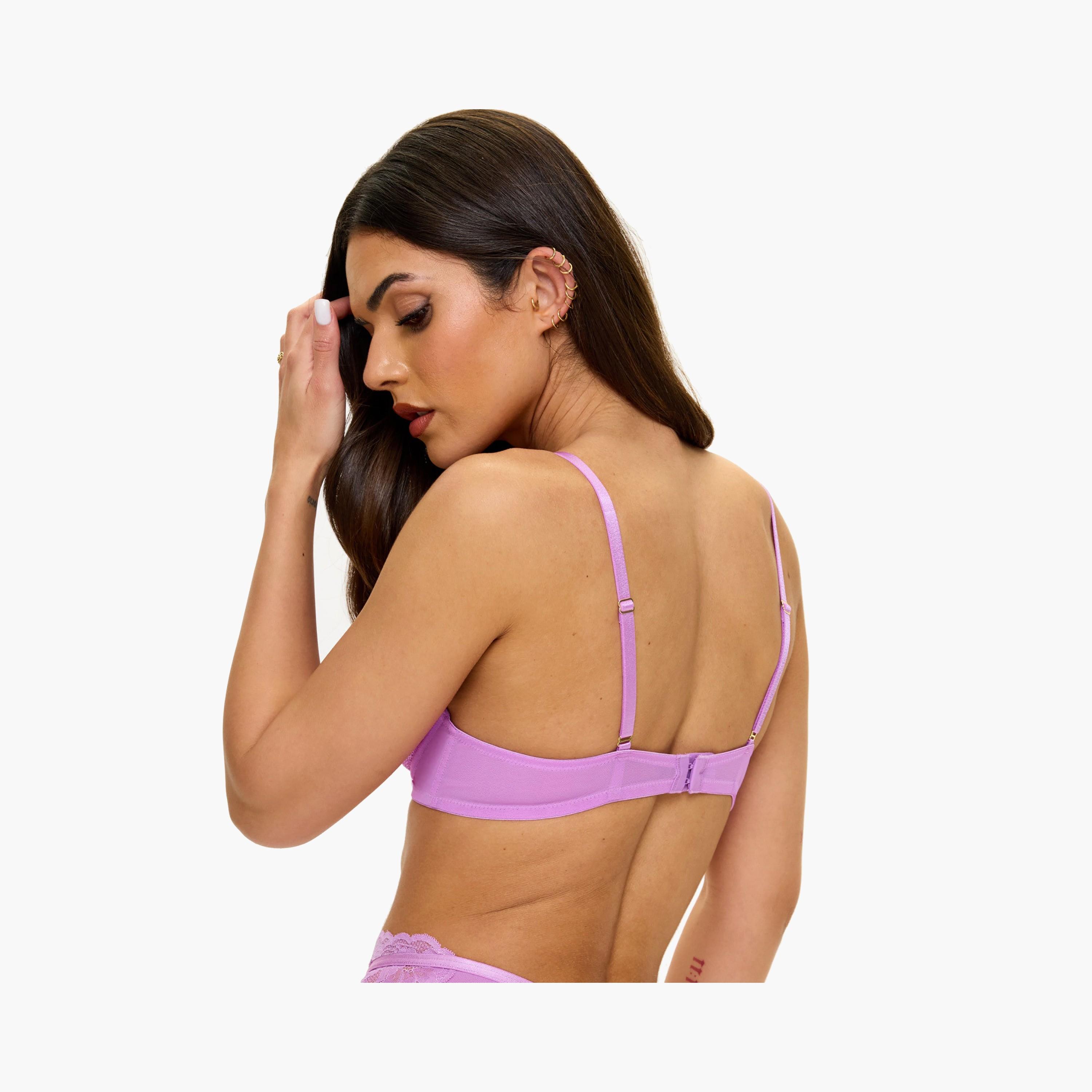 Ann Summers Sexy Lilac Lace Wired Medium Support Padded Women's Push-Up Plunge Bra-women-clothing-lingerie-bras-image-4