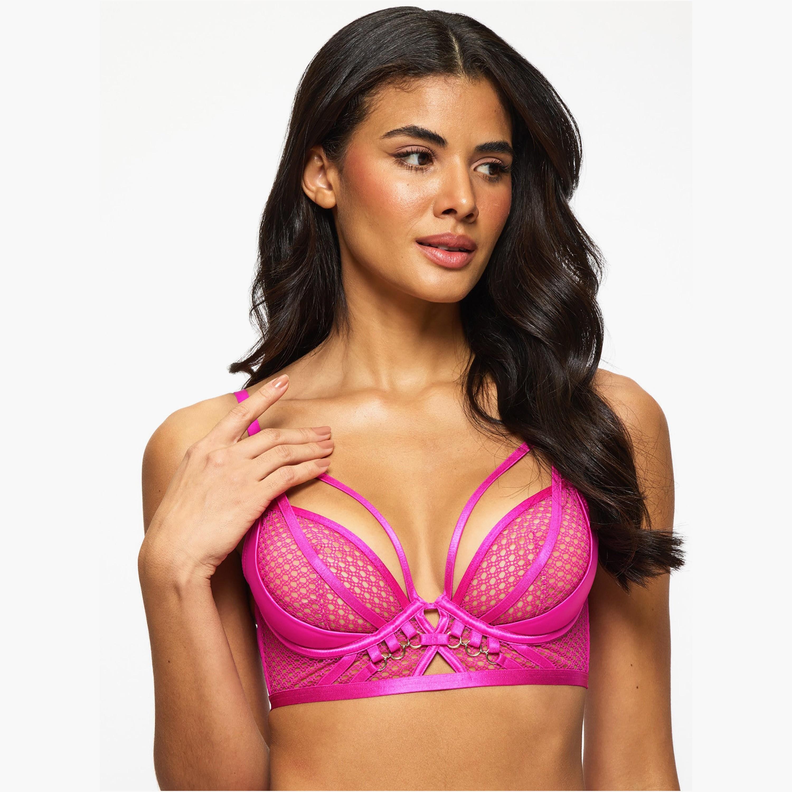 Ann Summers Evoke Satin & Mesh Wired Medium Support Padded Women's Push-Up Plunge Bra-women-clothing-lingerie-bras-image-1