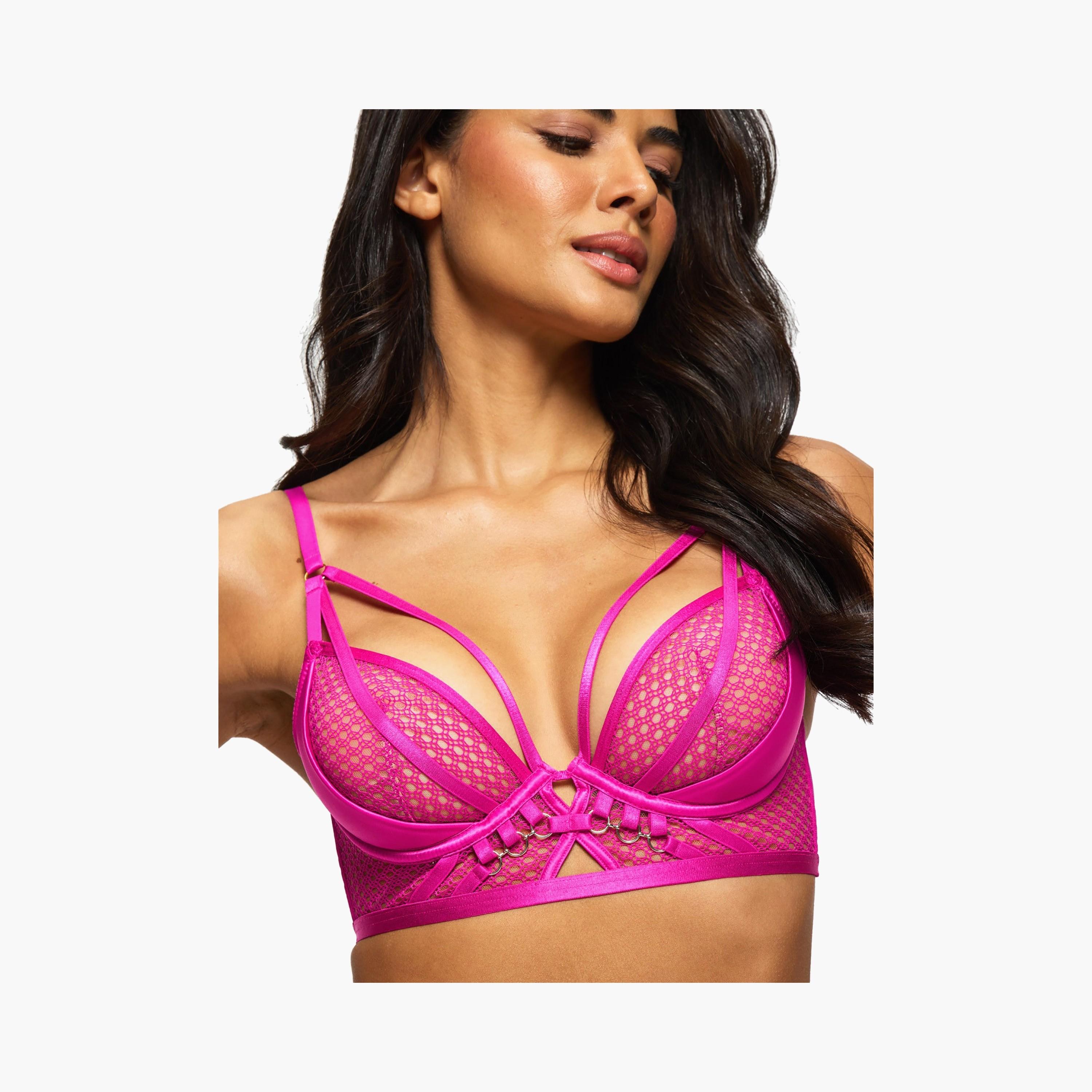 Ann Summers Evoke Satin & Mesh Wired Medium Support Padded Women's Push-Up Plunge Bra-women-clothing-lingerie-bras-image-2