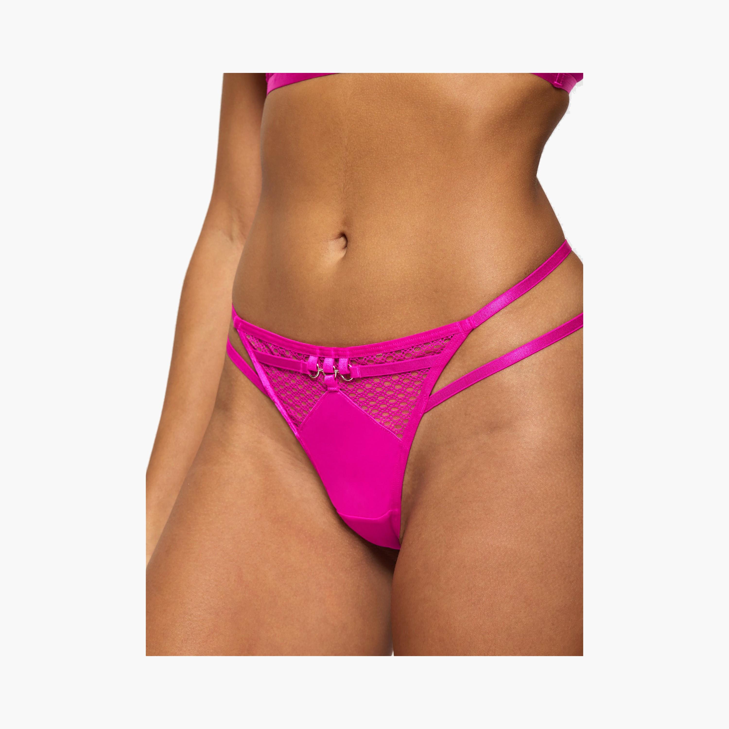 Ann Summers Evoke Satin & Mesh Dark Pink Low Coverage Women's Thongs-women-clothing-lingerie-panties-image-3
