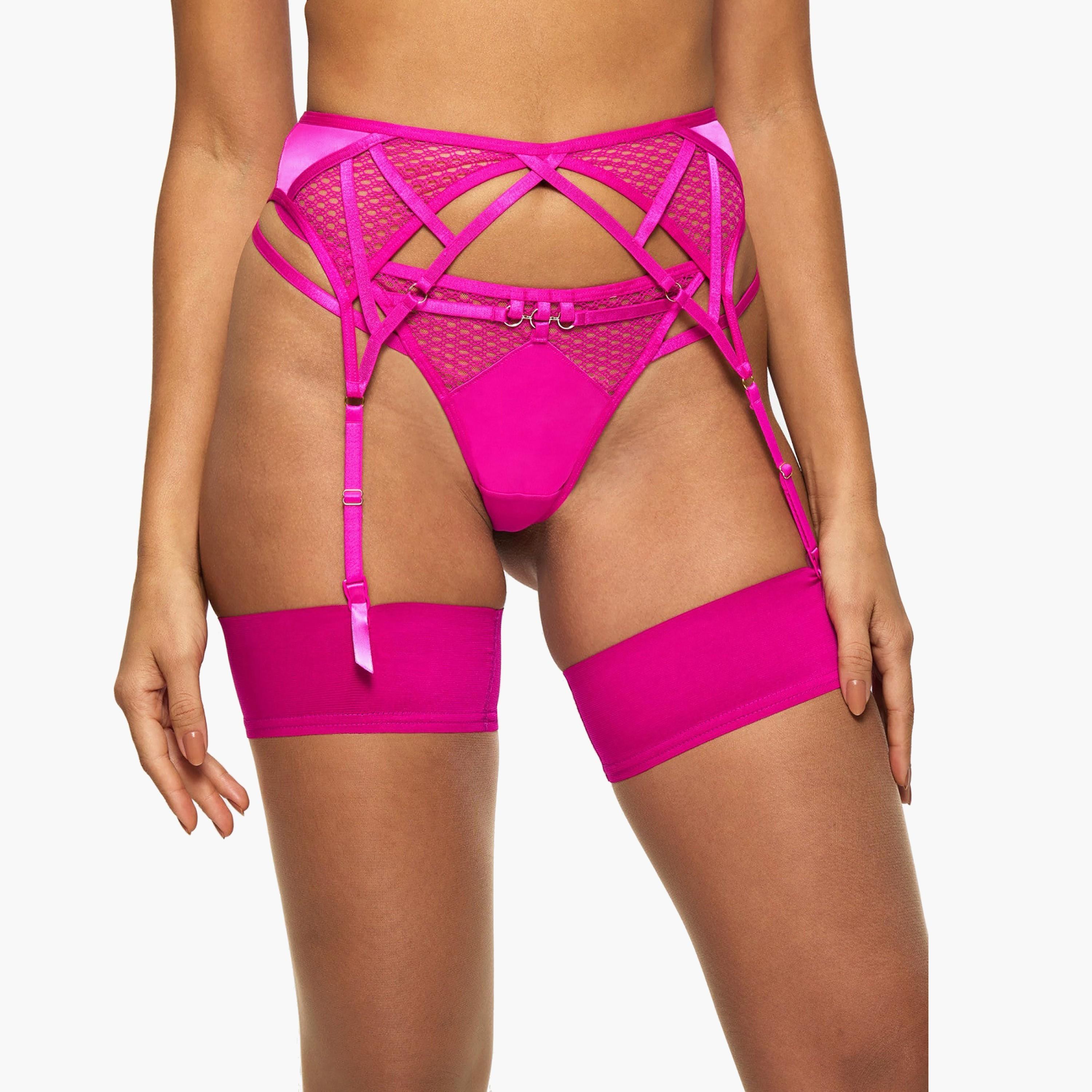 حزام حامل جوارب نسائي شبكي باللون الوردي الداكن إيفوك فيش نت من آن سمرز-women-clothing-lingerie-lingerieaccessories-image-1
