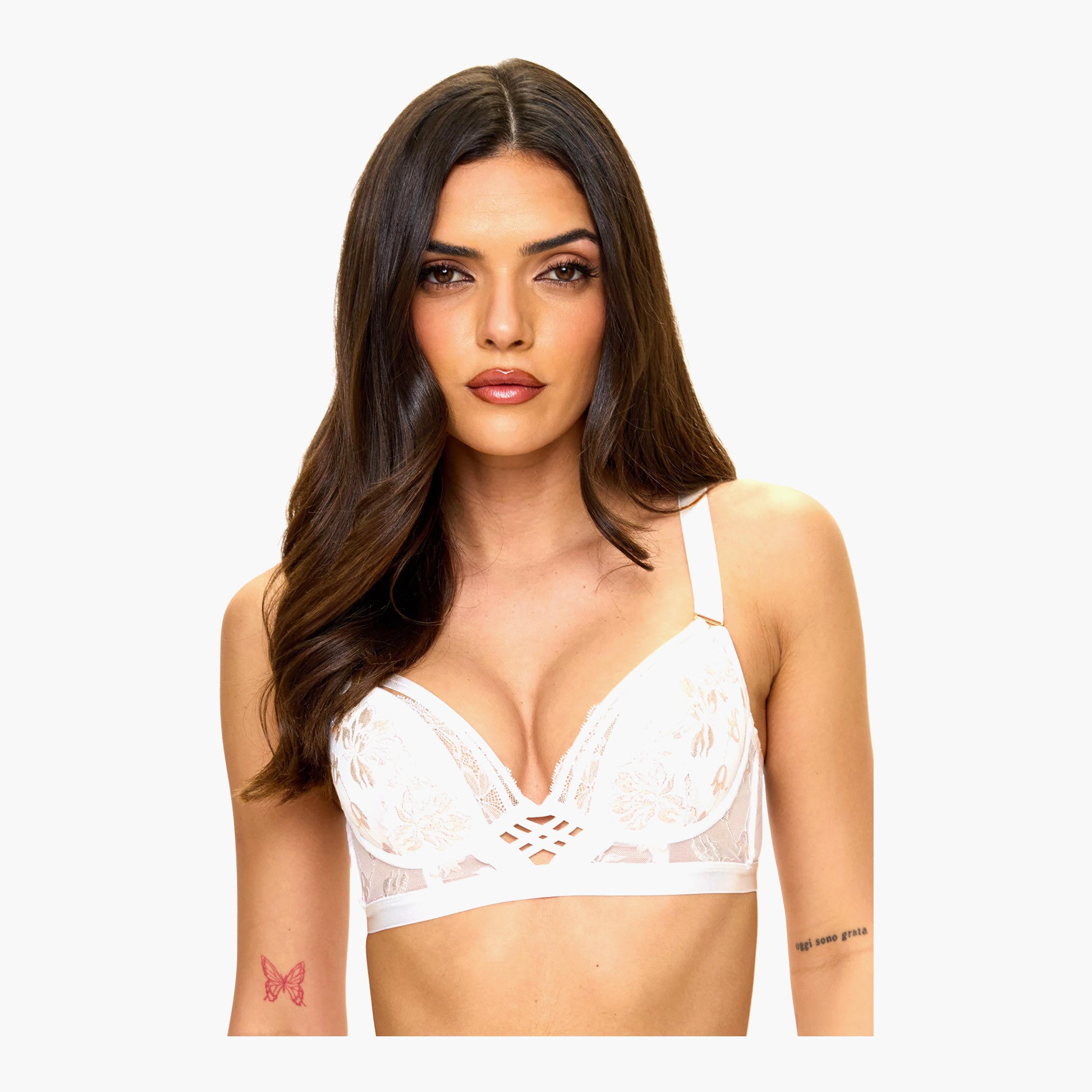 Ann Summers Mirage Ivory Embroidered Wired Medium Support Padded Women's Push-Up Plunge Bra-women-clothing-lingerie-bras-image-2