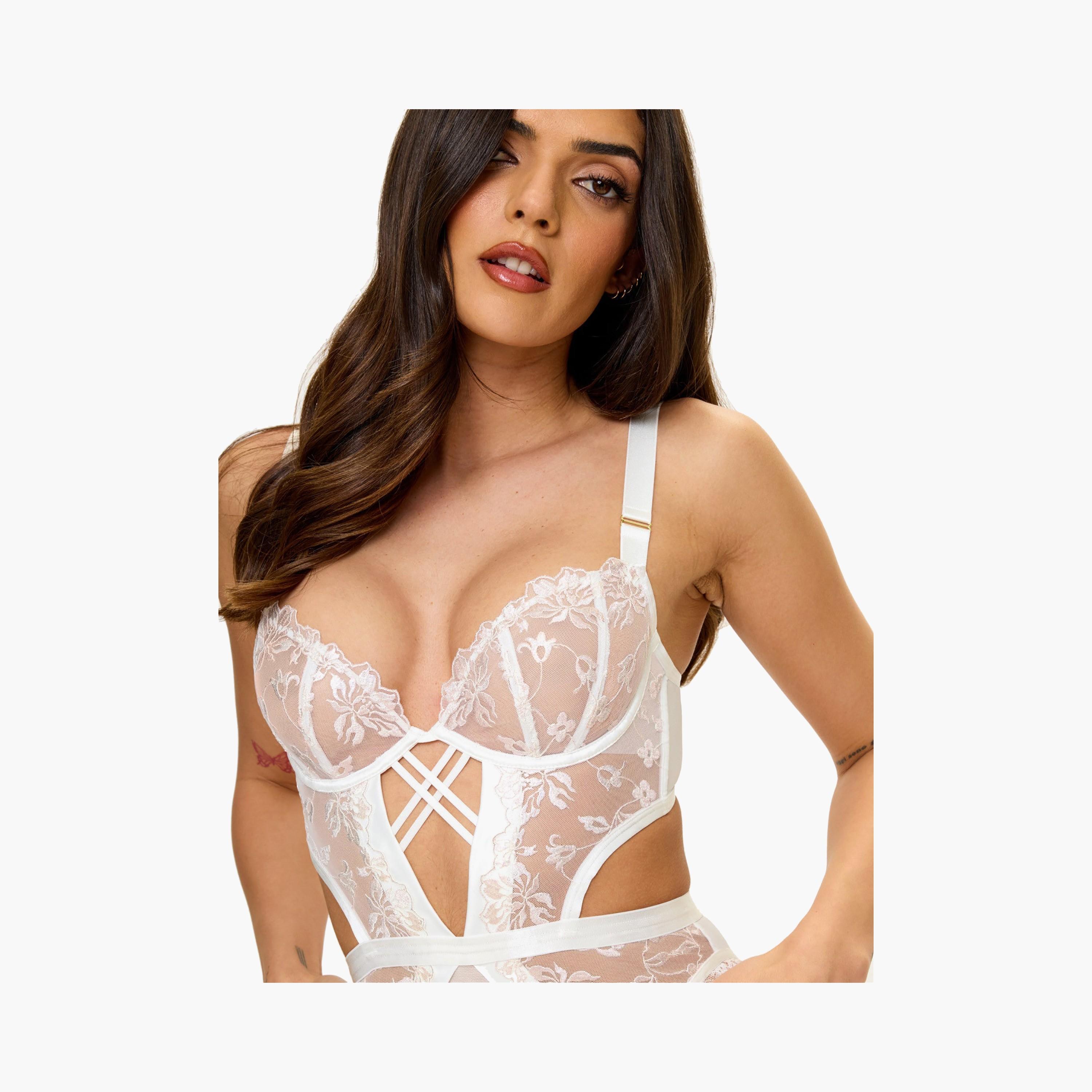 بيبي دول نسائية غير مبطنة بدعم متوسط وبرباط دانتيل عاجي ميراچ من آن سمرز-women-clothing-lingerie-babydollsandbodysuits-image-4