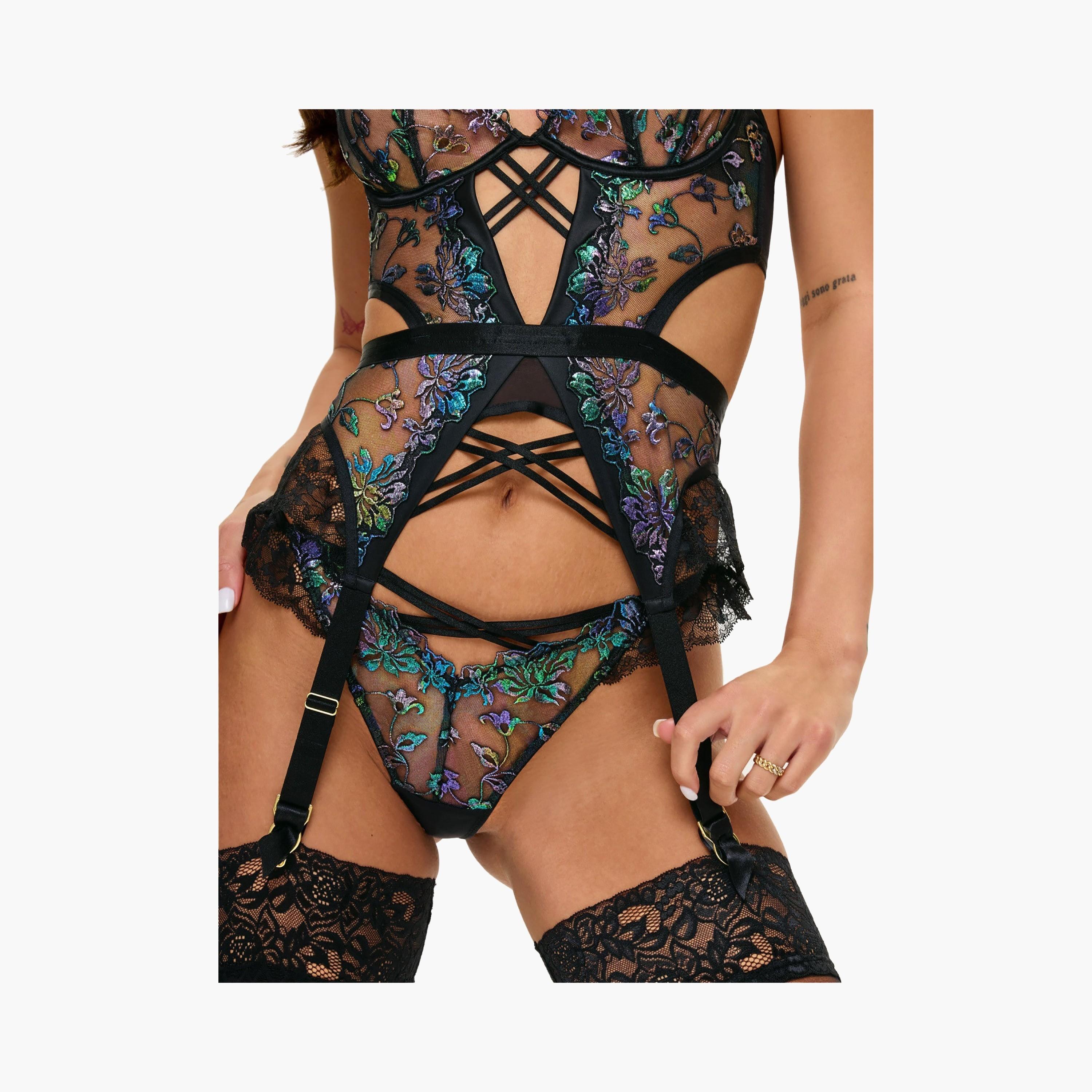 Ann Summers Mirage Black Lace Wired Medium Support Non-Padded Women's Babydoll-women-clothing-lingerie-babydollsandbodysuits-image-4