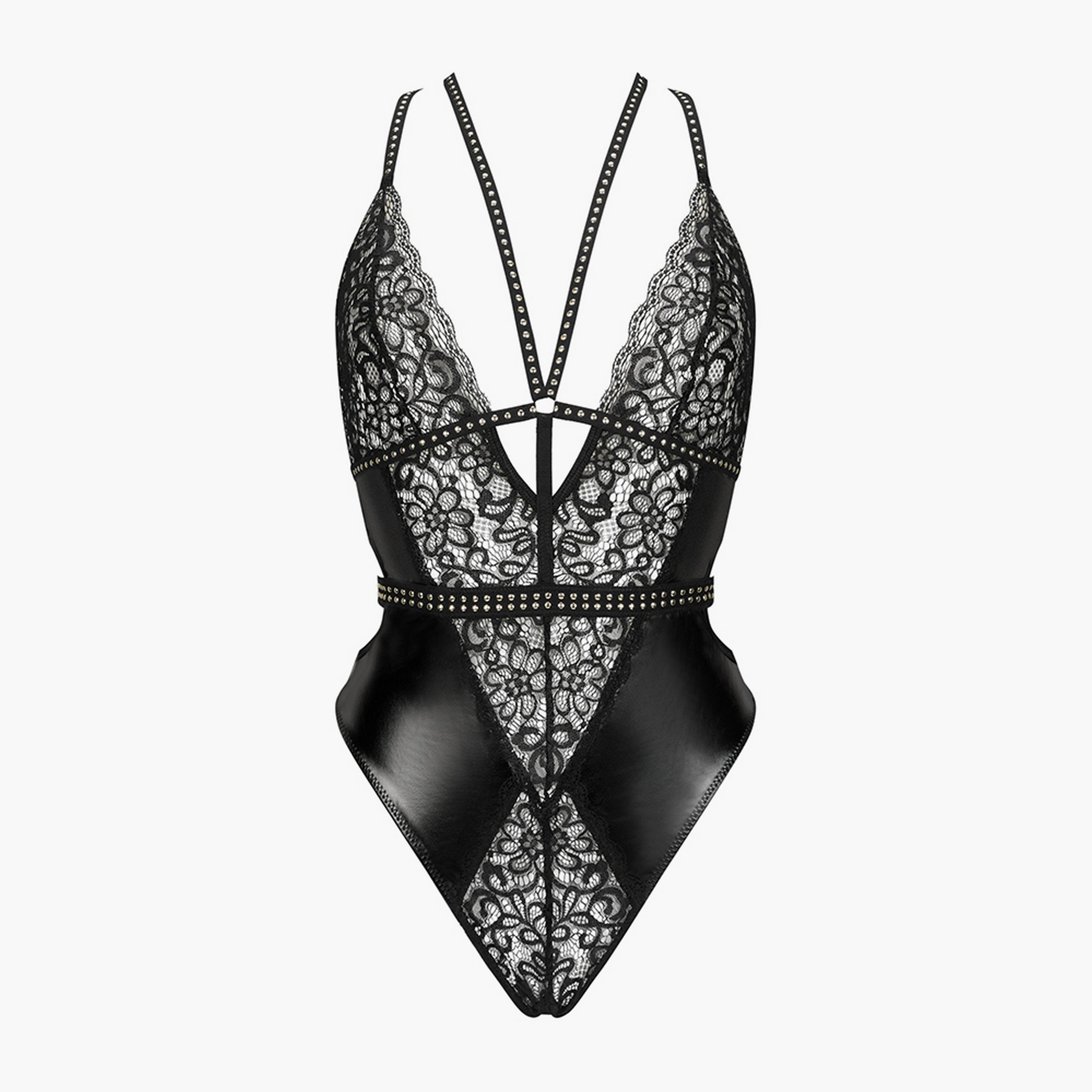 بادي نسائي مفتوح الكروشيه، أسود غير مبطن "أوبسيشن لوكس" من آن سمرز-women-clothing-lingerie-babydollsandbodysuits-image-4