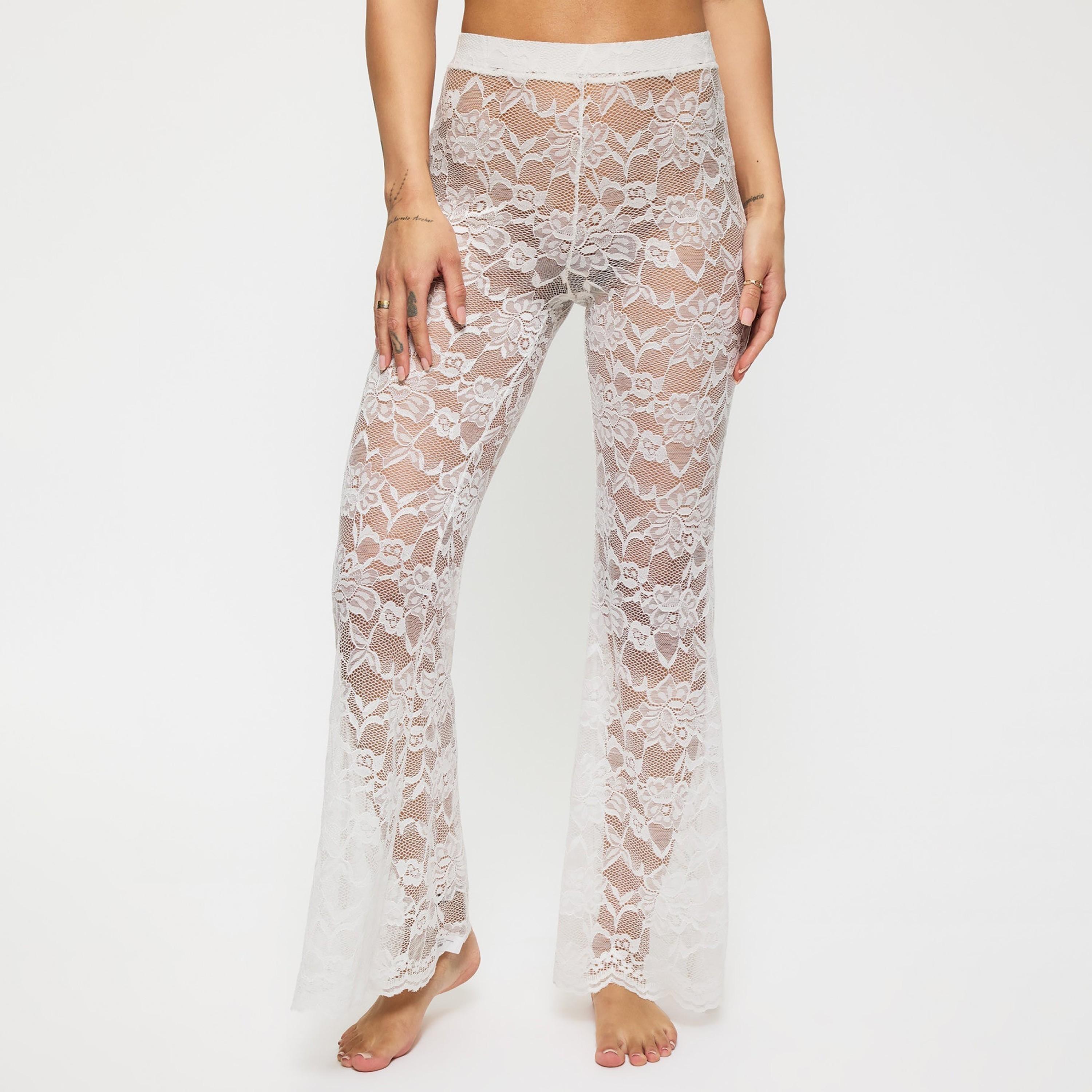Ann Summers Amalia Ivory Lace Women's High Rise Trousers-women-clothing-nightwear-pyjamas-bottoms-image-1