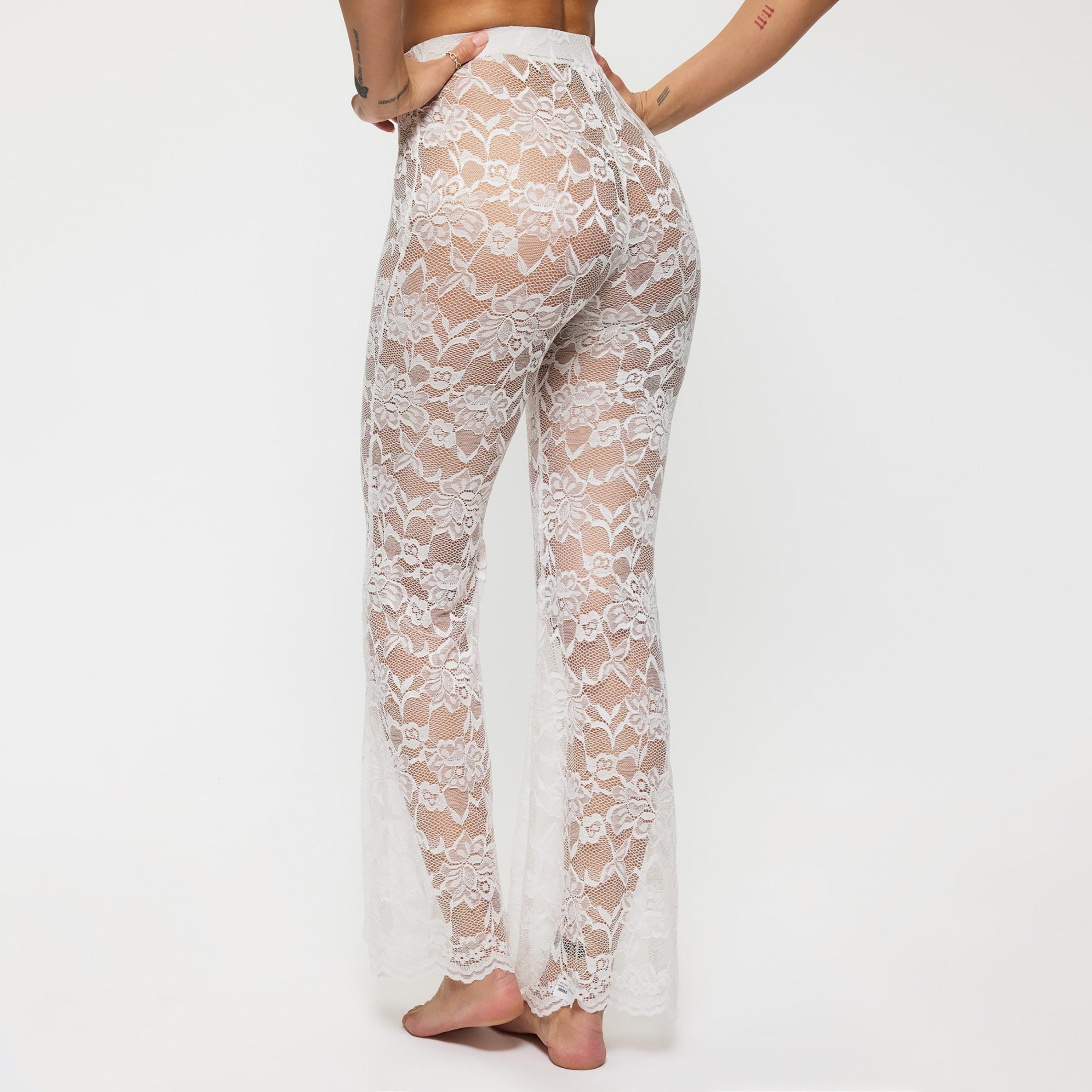 Ann Summers Amalia Ivory Lace Women's High Rise Trousers-women-clothing-nightwear-pyjamas-bottoms-image-3