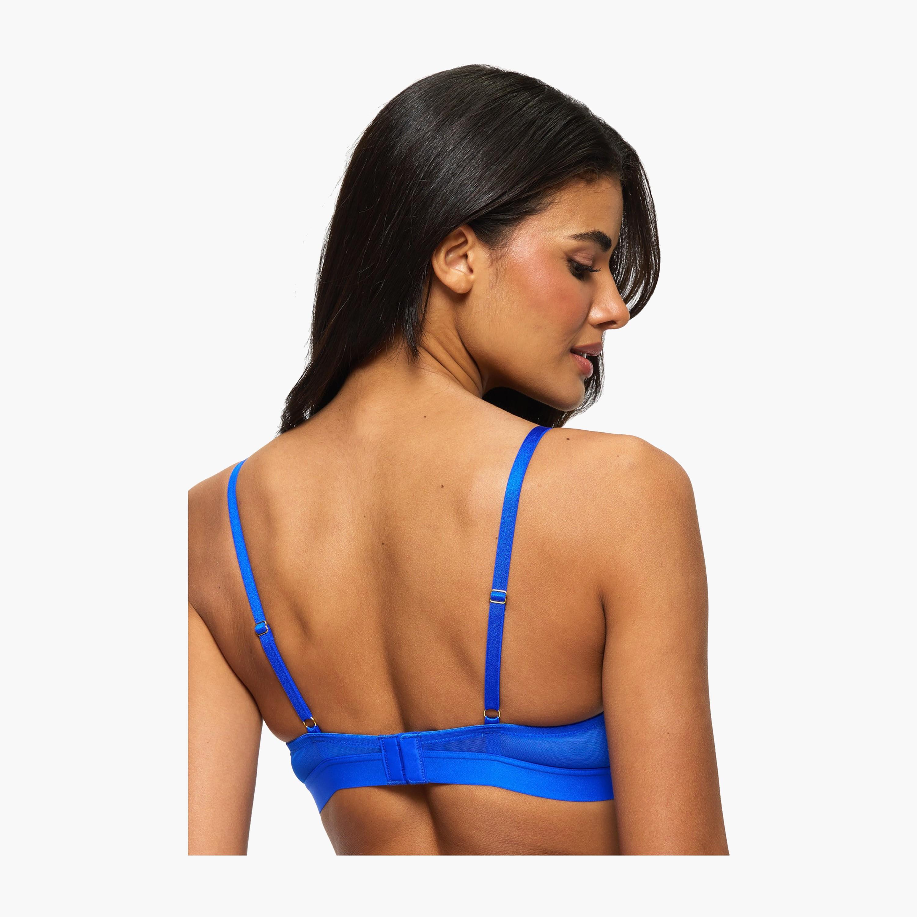 Ann Summers Undisputed Dark Blue Embroidered Wired Medium Support Padded Women's Push-Up Plunge Bra-women-clothing-lingerie-bras-image-4