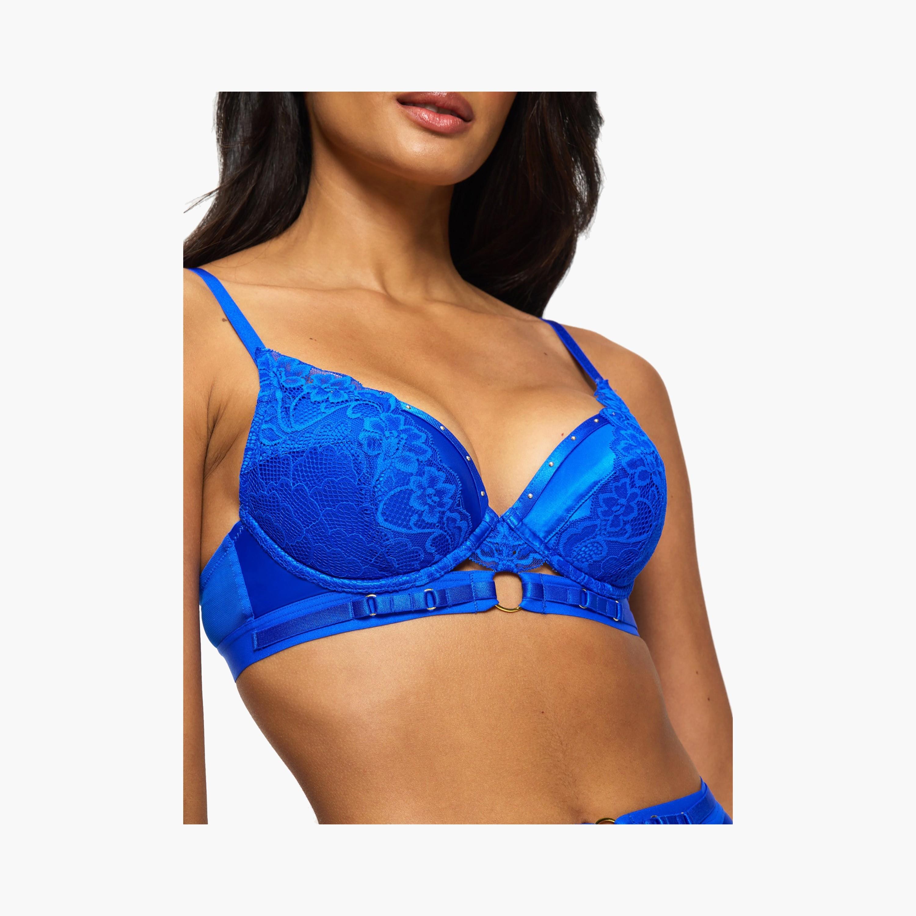 Ann Summers Undisputed Dark Blue Embroidered Wired Medium Support Padded Women's Push-Up Plunge Bra-women-clothing-lingerie-bras-image-5