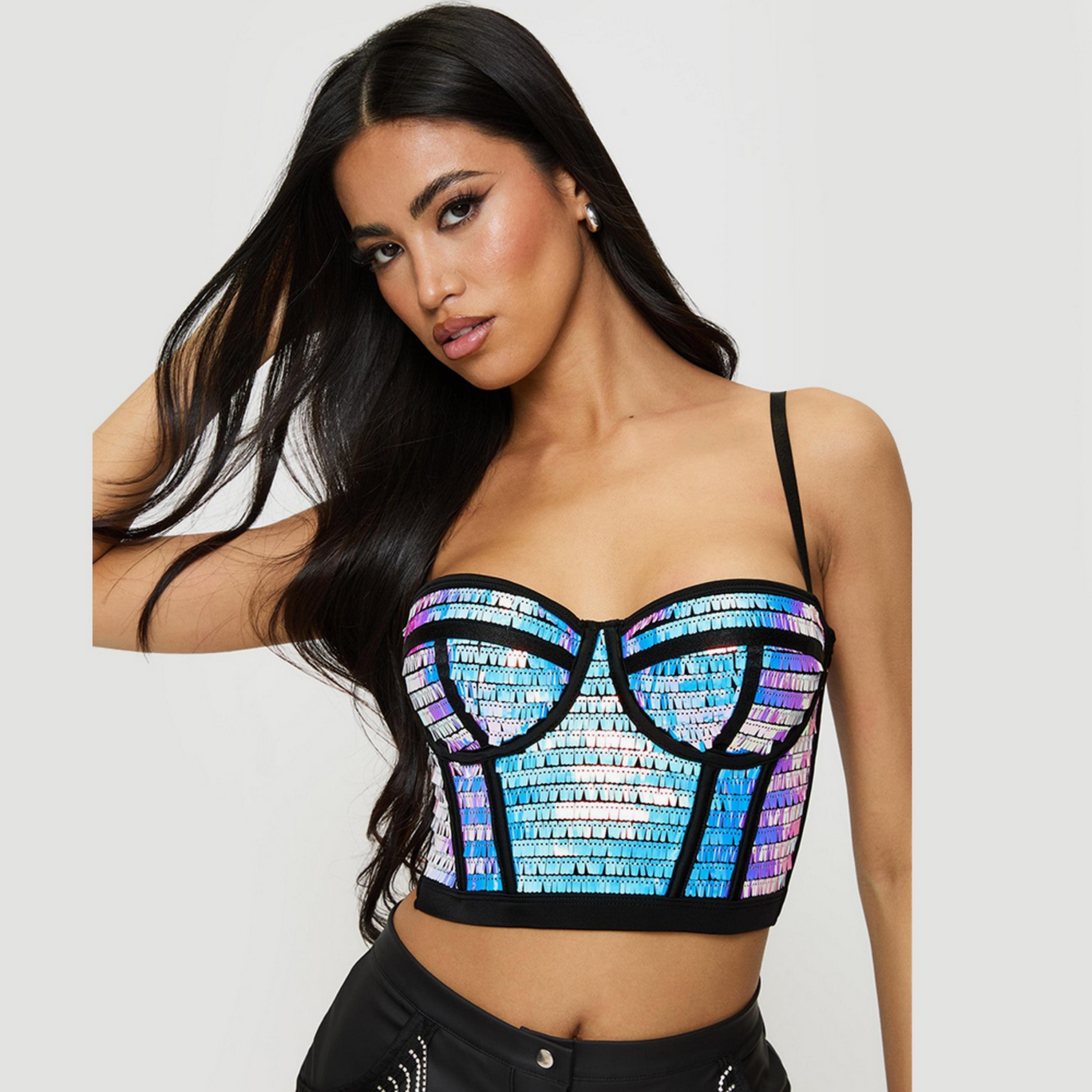 توب نسائي كورسيه بحمالات رفيعة، مزين بالكريستال "ستارستراك" من آن سمرز-women-clothing-lingerie-corsets-image-5