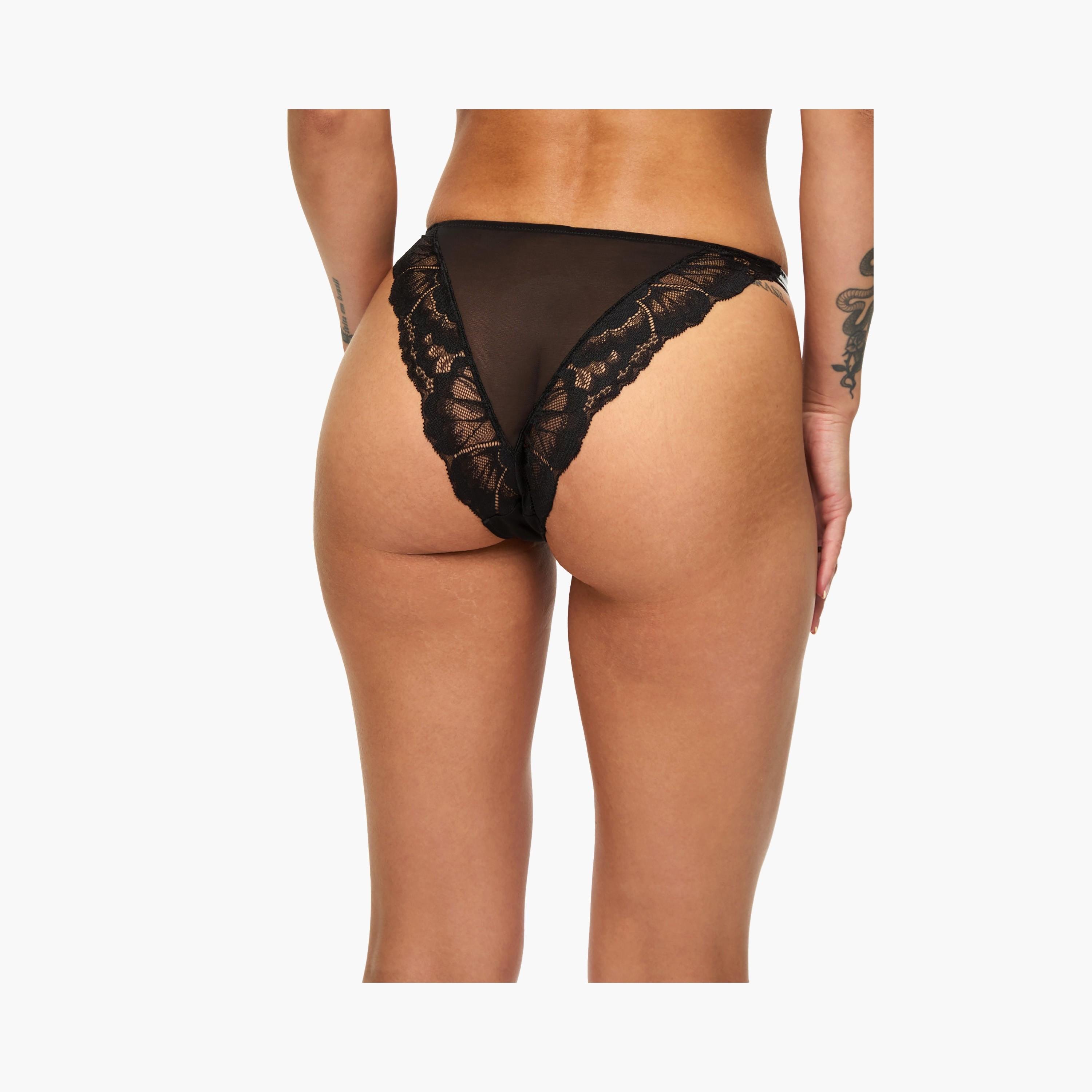 Ann Summers Unmistakable Black Lace Medium Coverage Women's Brazilian Panties-women-clothing-lingerie-panties-image-3