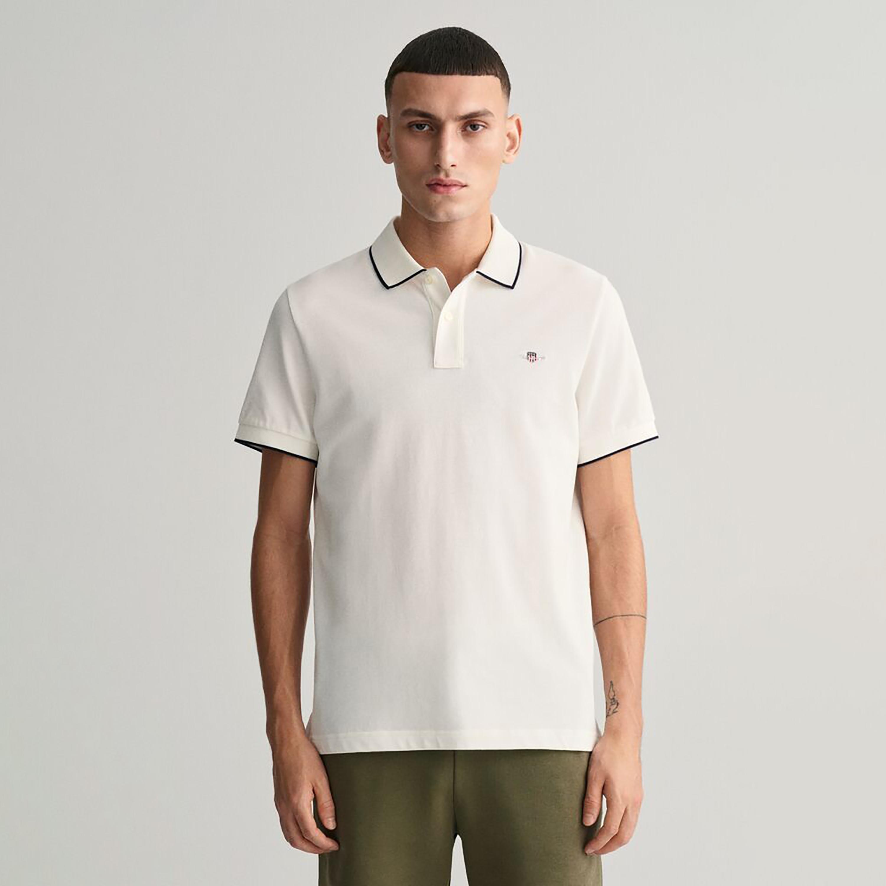 Gant Logo Collared Short Sleeves Framed Tipped Polo T-Shirt-men-clothing-tshirtsandpolos-polos-image-1