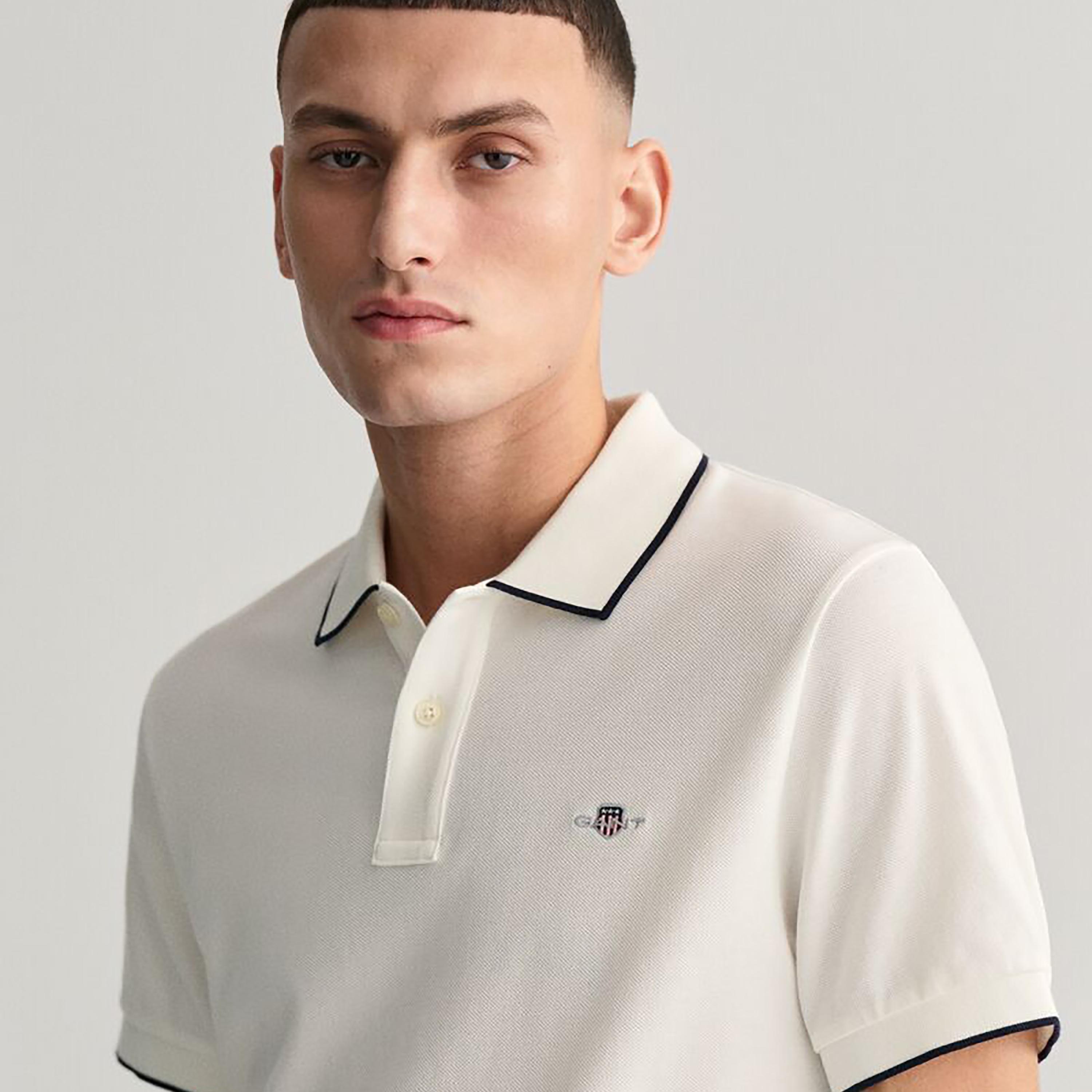 Gant Logo Collared Short Sleeves Framed Tipped Polo T-Shirt-men-clothing-tshirtsandpolos-polos-image-3
