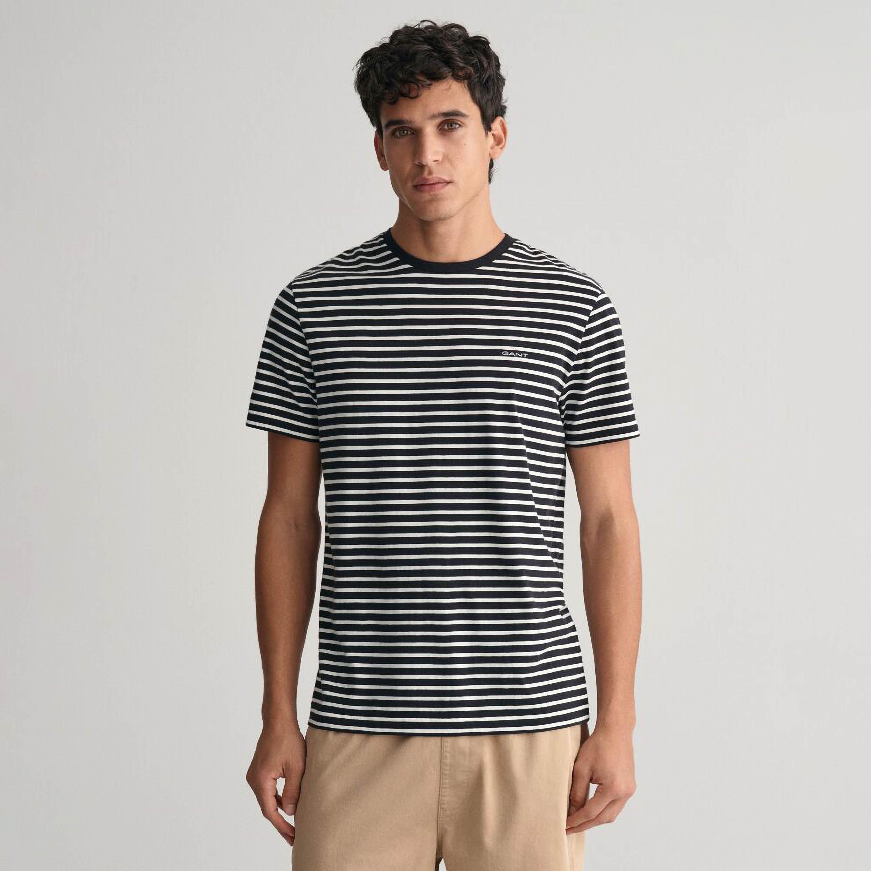 قميص غانت المخطط برقبة مستديرة بأكمام قصيرة-men-clothing-tshirtsandpolos-tshirts-image-1