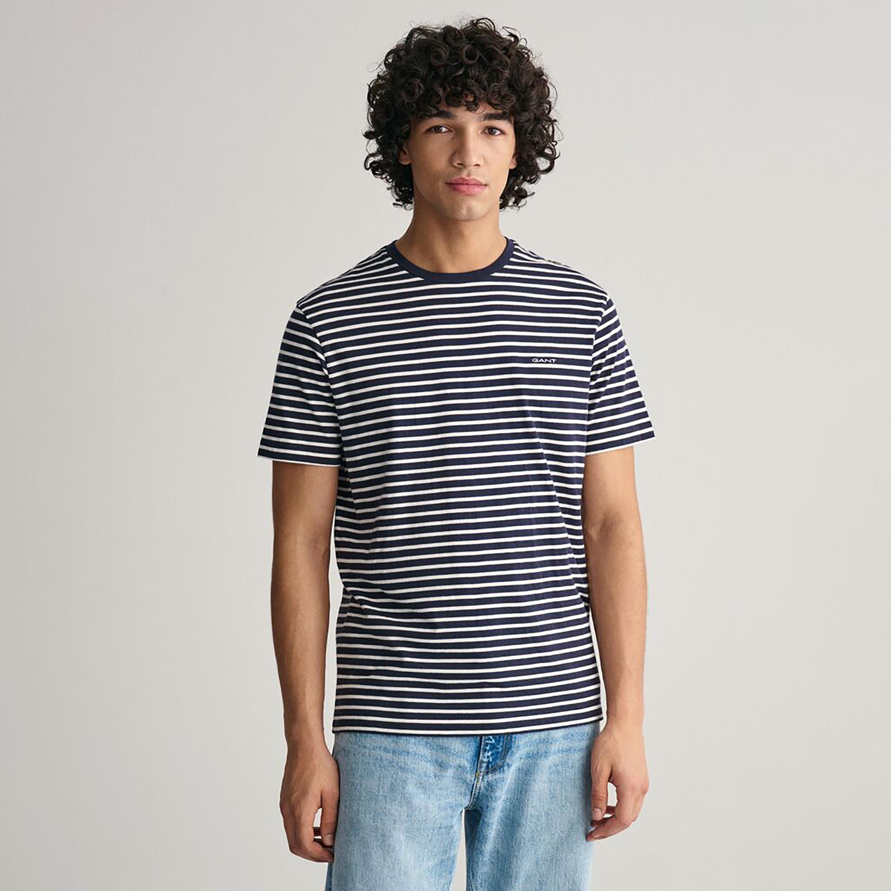تي شيرت مخطط بأكمام قصيرة ورقبة دائرية من غانت-men-clothing-tshirtsandpolos-tshirts-image-9
