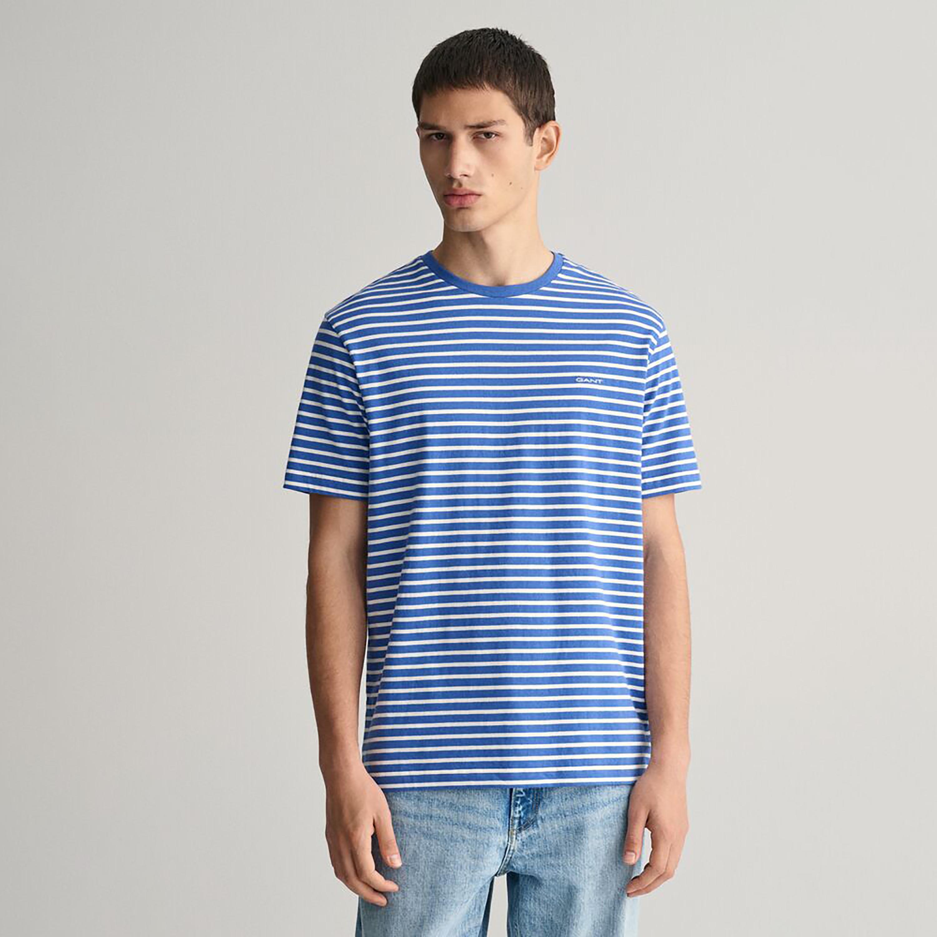 تي شيرت مخطط بأكمام قصيرة ورقبة دائرية من غانت-men-clothing-tshirtsandpolos-tshirts-image-5