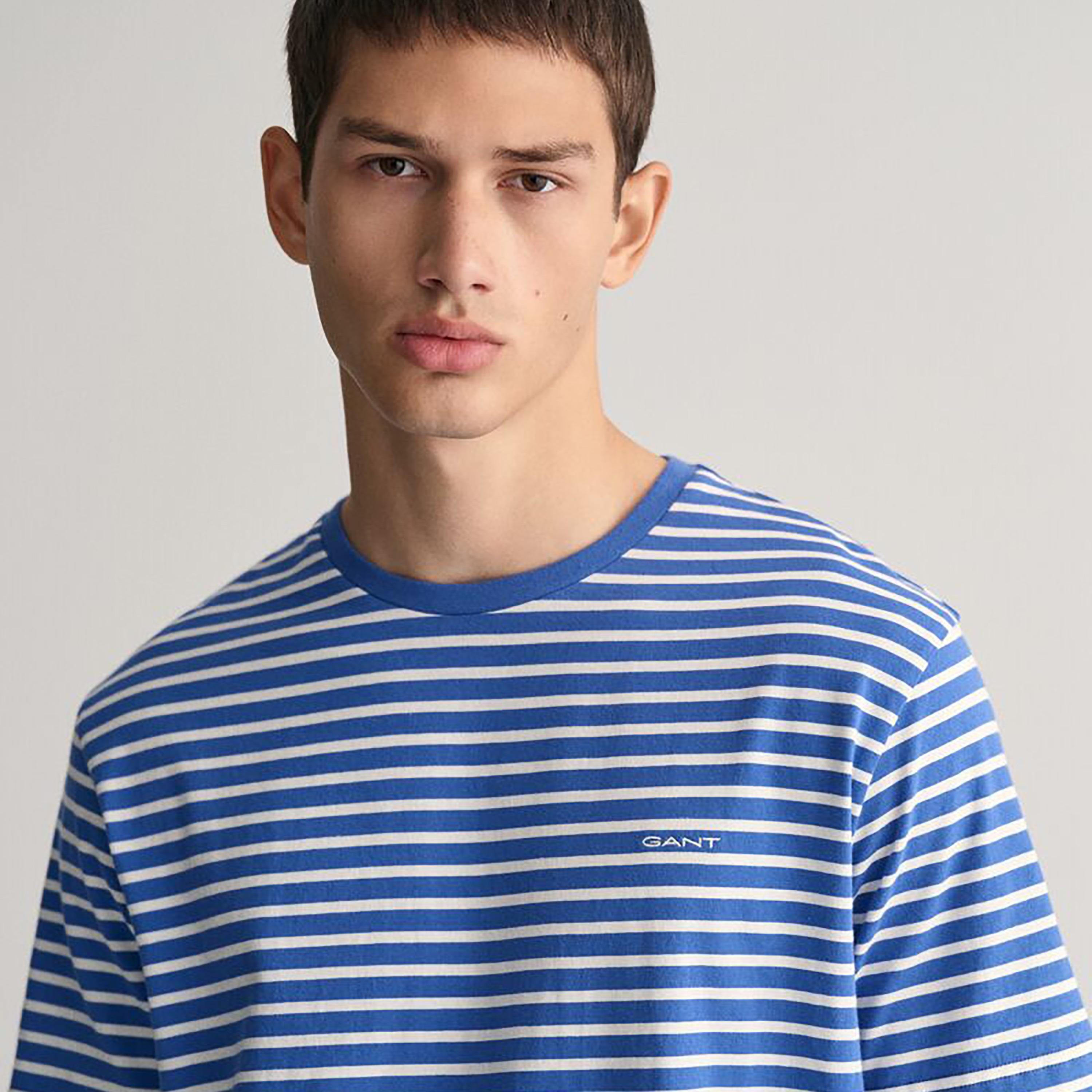 تي شيرت مخطط بأكمام قصيرة ورقبة دائرية من غانت-men-clothing-tshirtsandpolos-tshirts-image-7