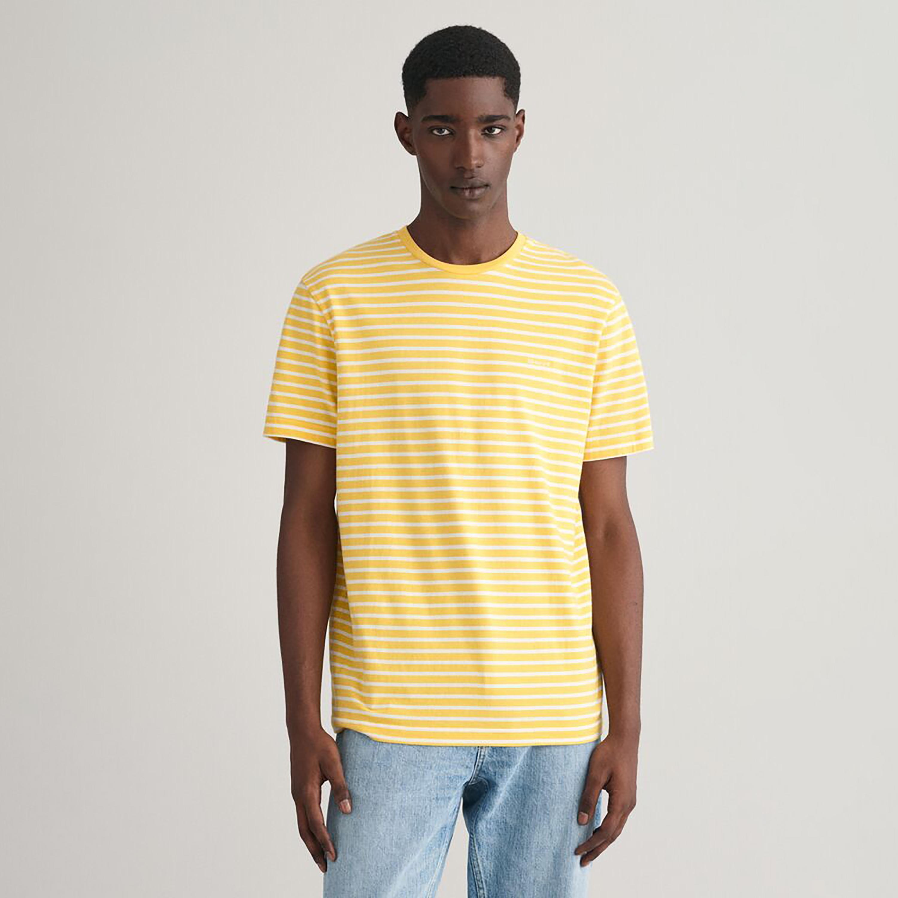 تي شيرت مخطط بأكمام قصيرة ورقبة دائرية من غانت-men-clothing-tshirtsandpolos-tshirts-image-13