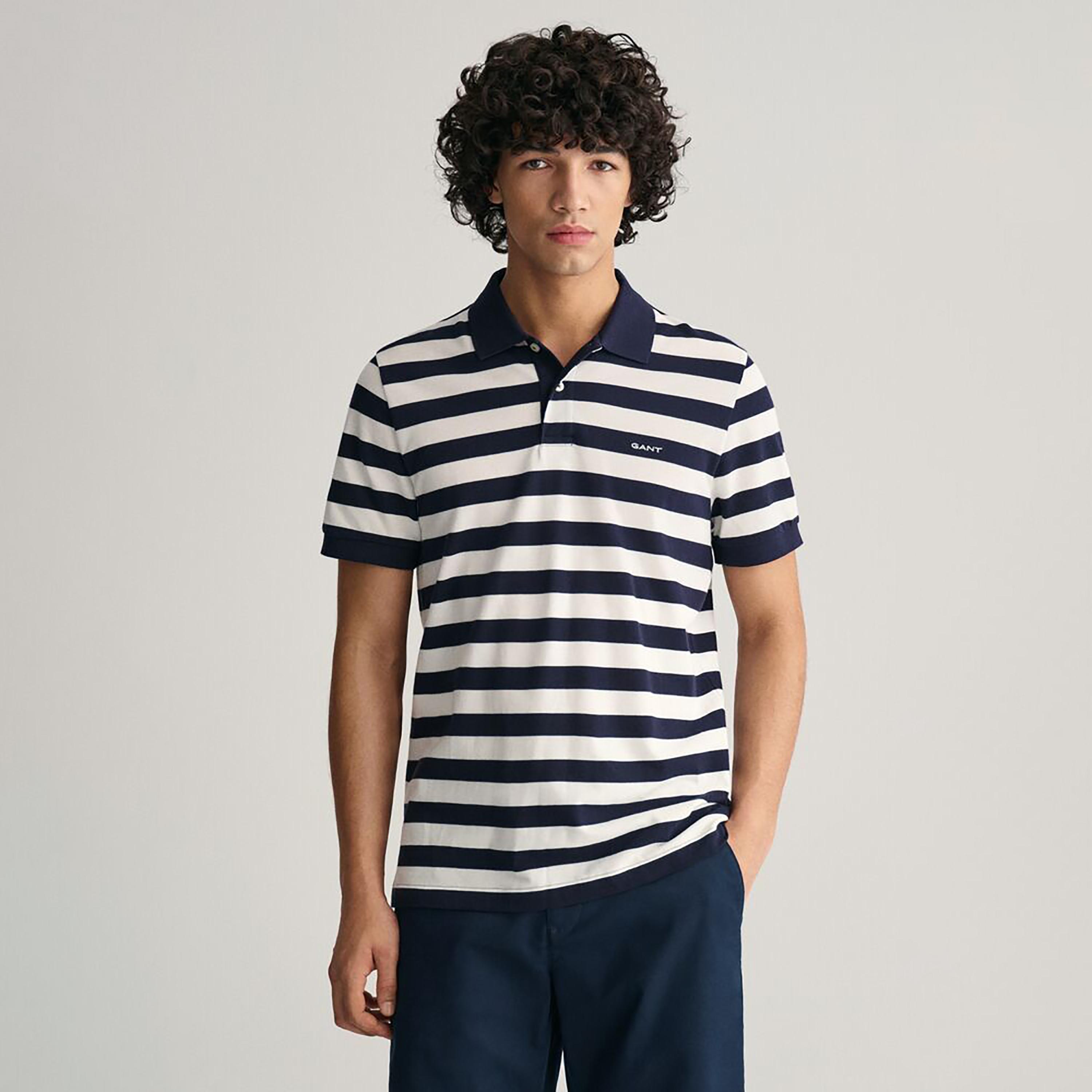 تي شيرت بولو بأكمام قصيرة وياقة مخططة واسعة من غانت-men-clothing-tshirtsandpolos-polos-image-9