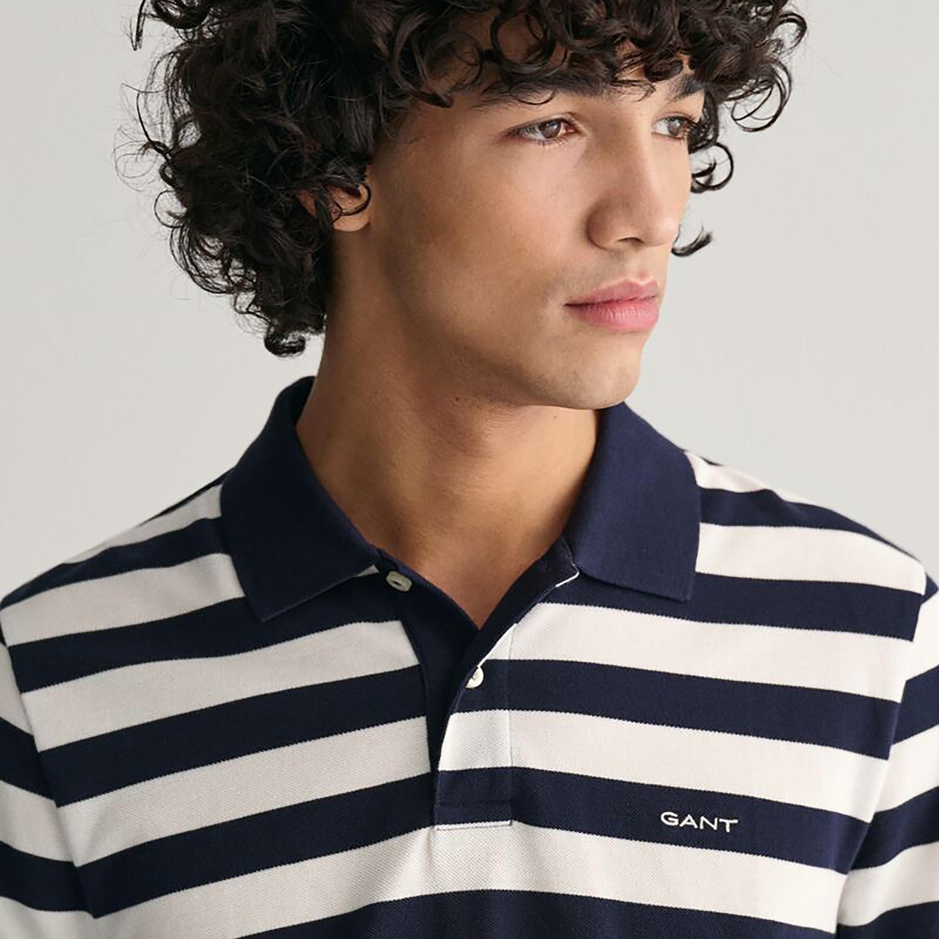 تي شيرت بولو بأكمام قصيرة وياقة مخططة واسعة من غانت-men-clothing-tshirtsandpolos-polos-image-11