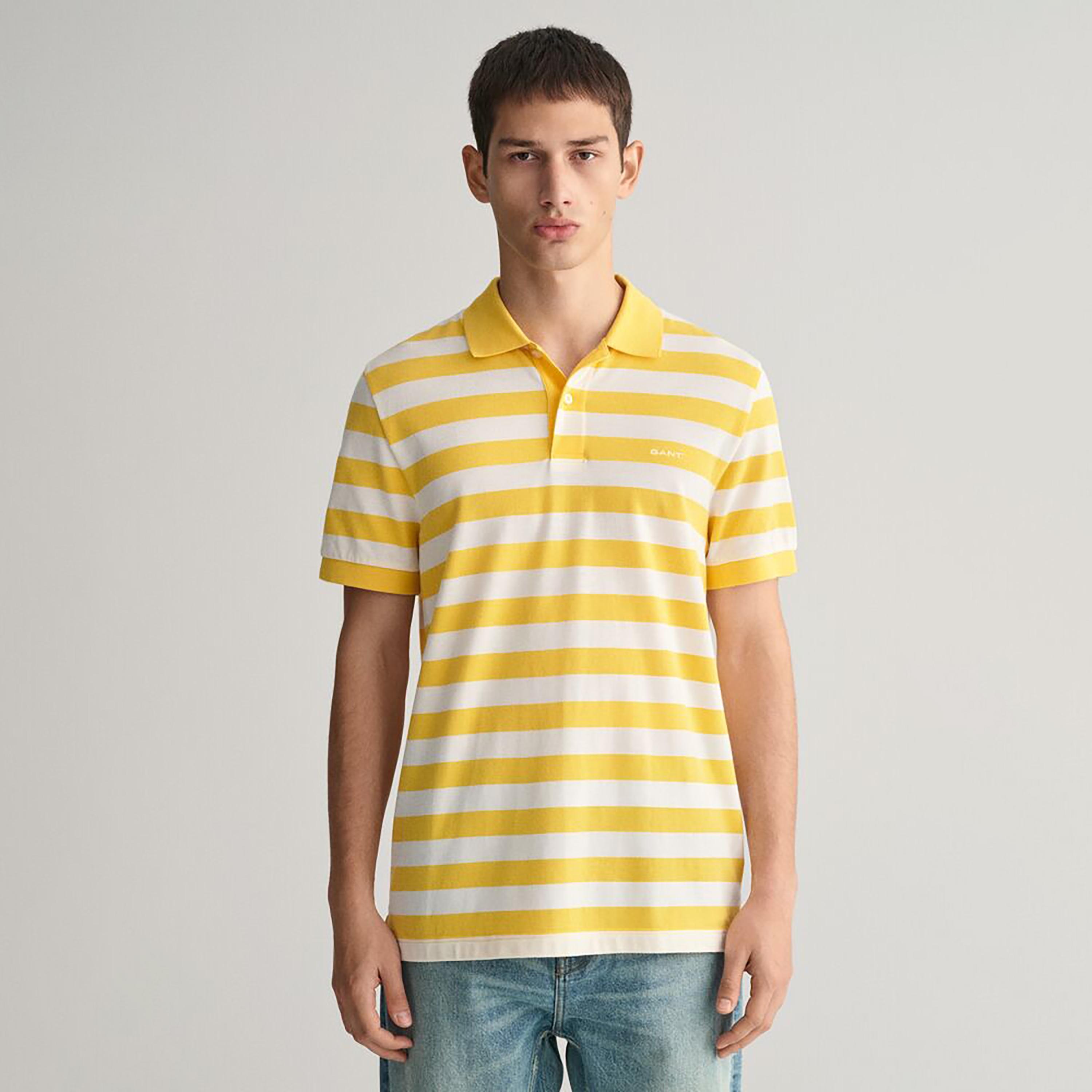 تي شيرت بولو بأكمام قصيرة وياقة مخططة واسعة من غانت-men-clothing-tshirtsandpolos-polos-image-17