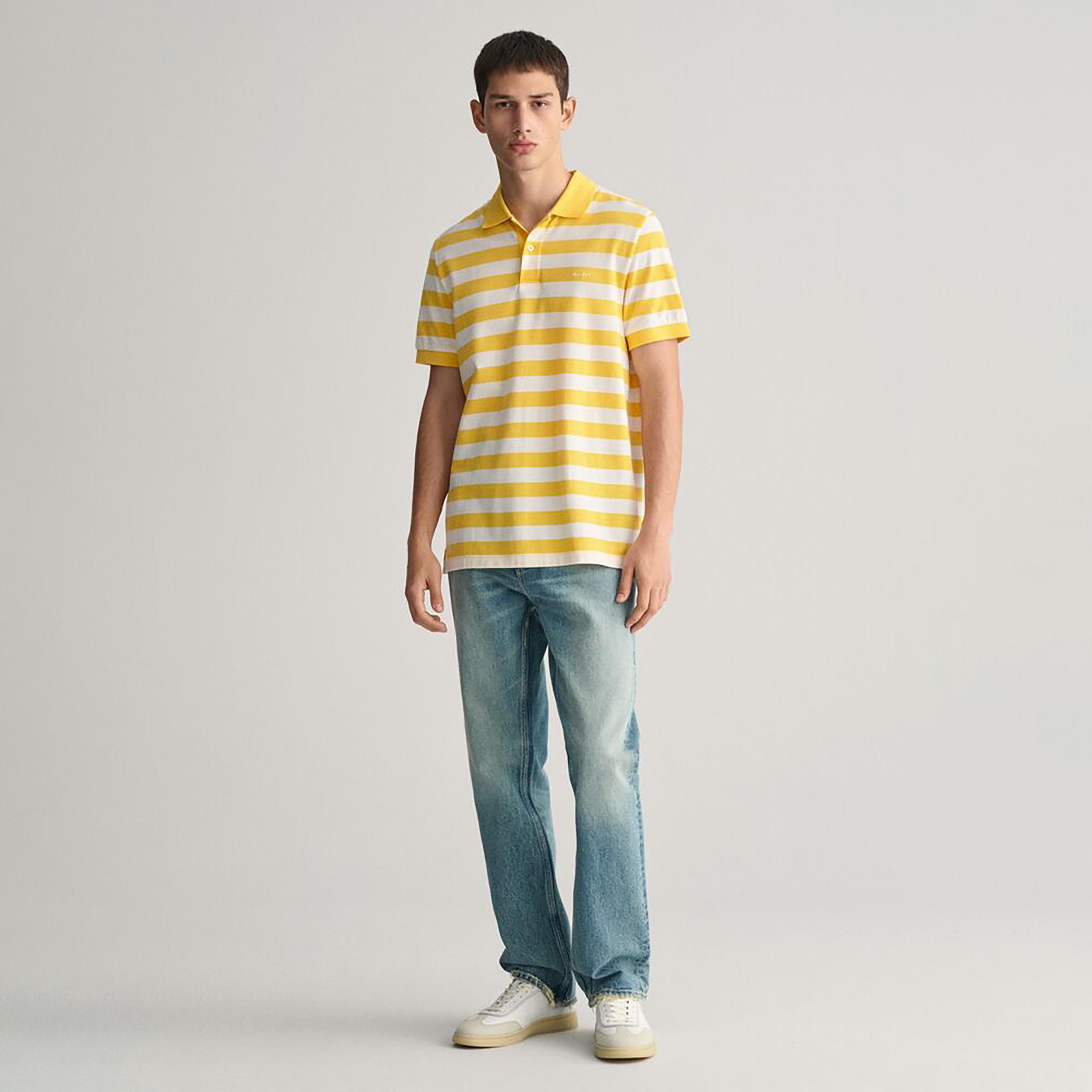 تي شيرت بولو بأكمام قصيرة وياقة مخططة واسعة من غانت-men-clothing-tshirtsandpolos-polos-image-18