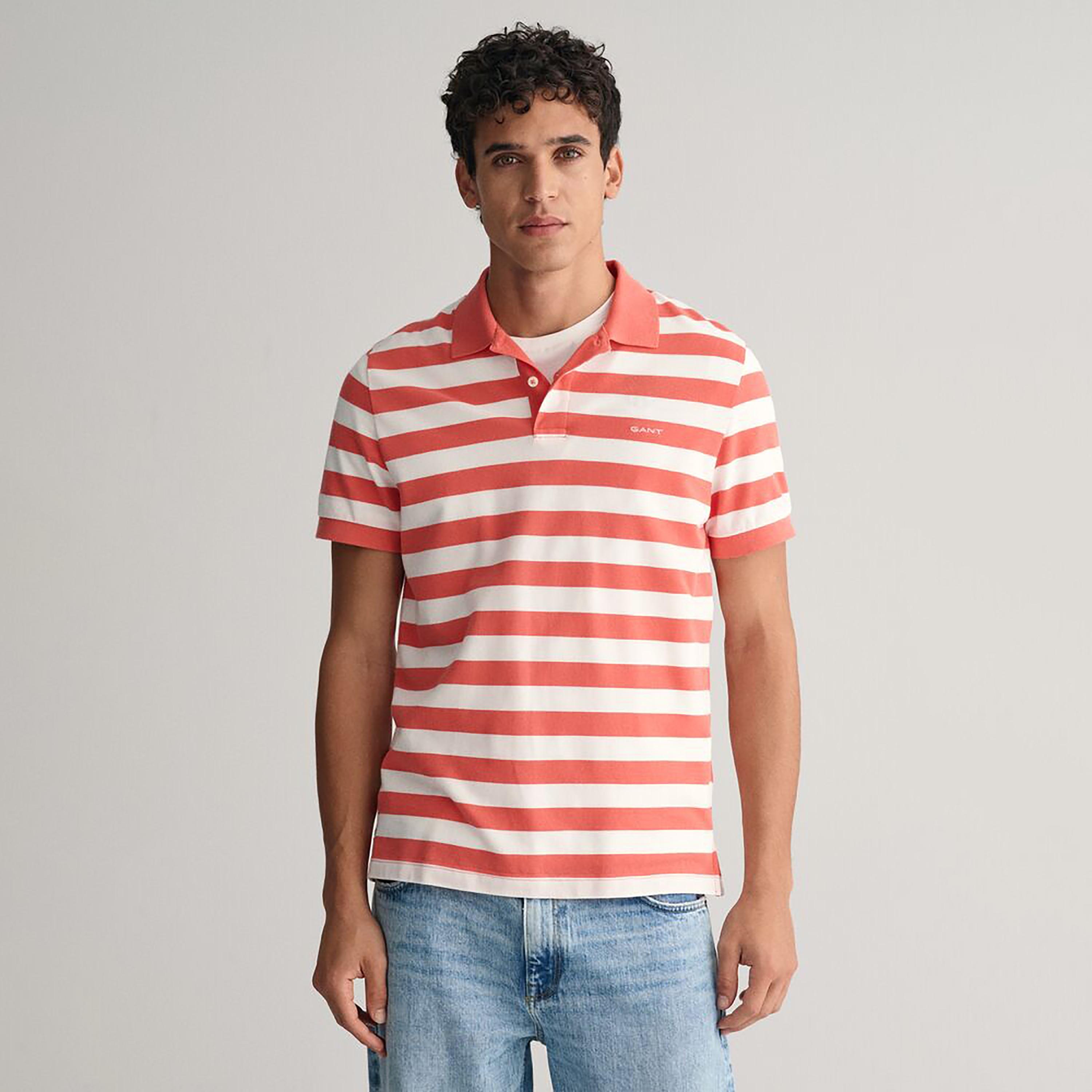 تي شيرت بولو بأكمام قصيرة وياقة مخططة واسعة من غانت-men-clothing-tshirtsandpolos-polos-image-13