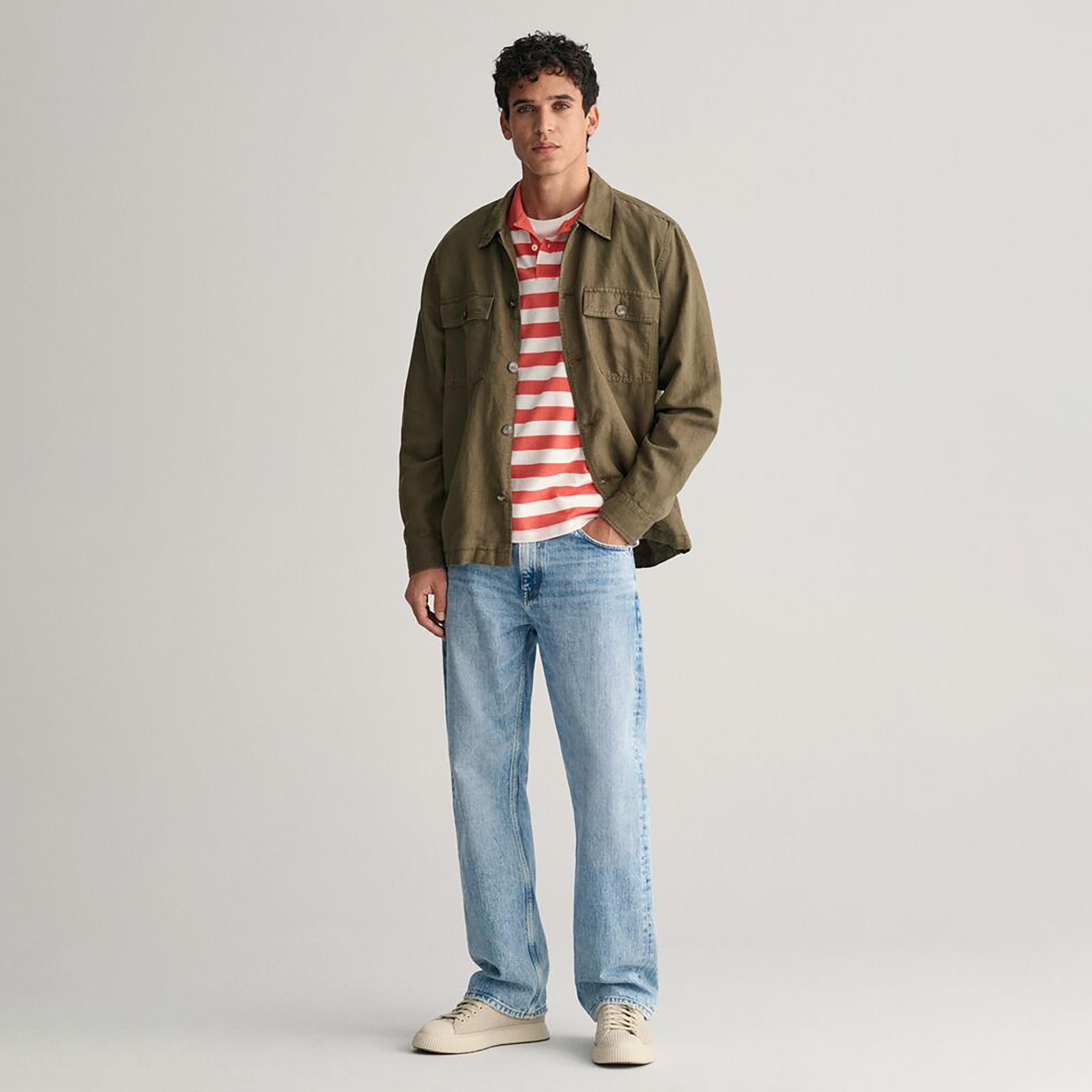 تي شيرت بولو بأكمام قصيرة وياقة مخططة واسعة من غانت-men-clothing-tshirtsandpolos-polos-image-14