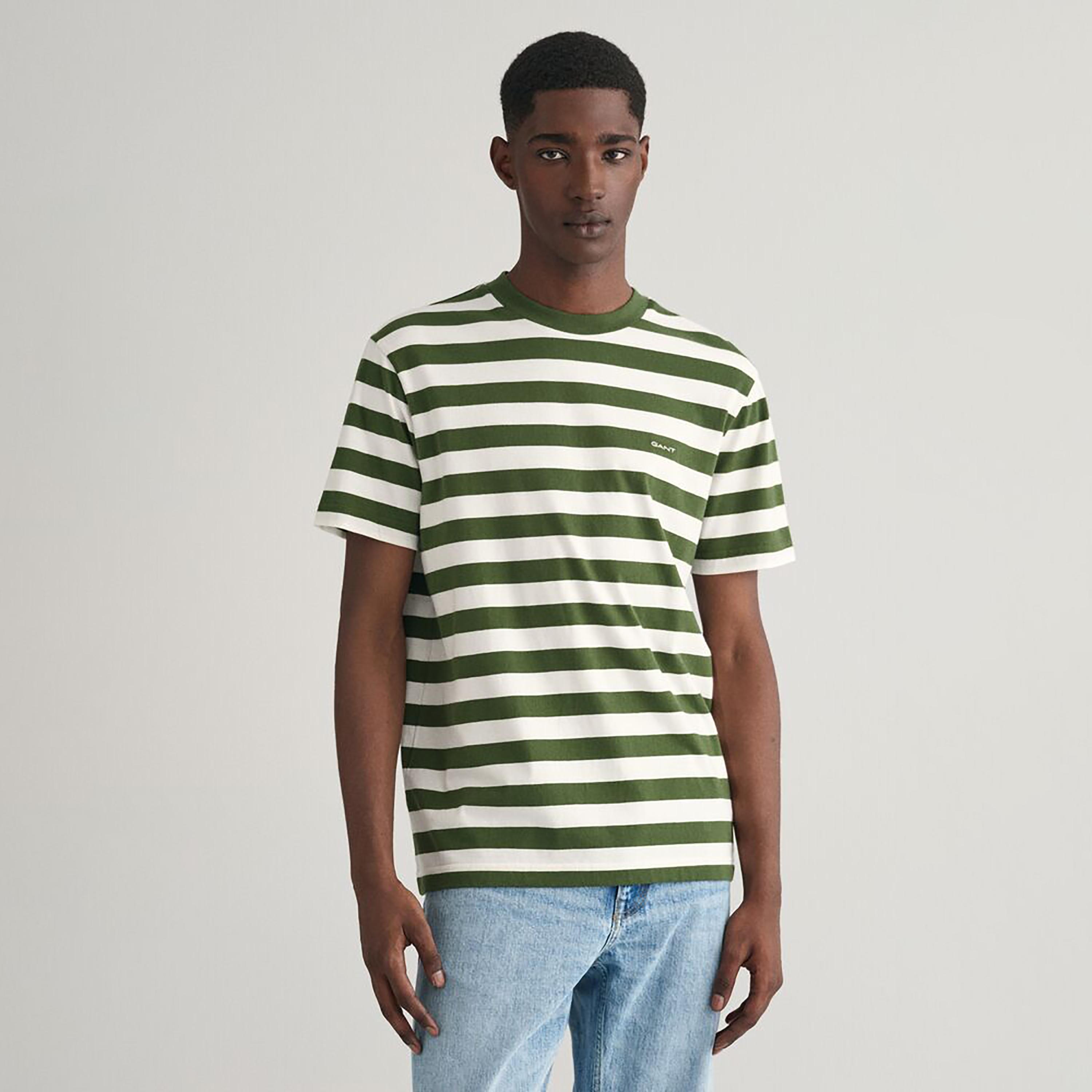 تي شيرت مخطط بأكمام قصيرة ورقبة دائرية من غانت-men-clothing-tshirtsandpolos-tshirts-image-4