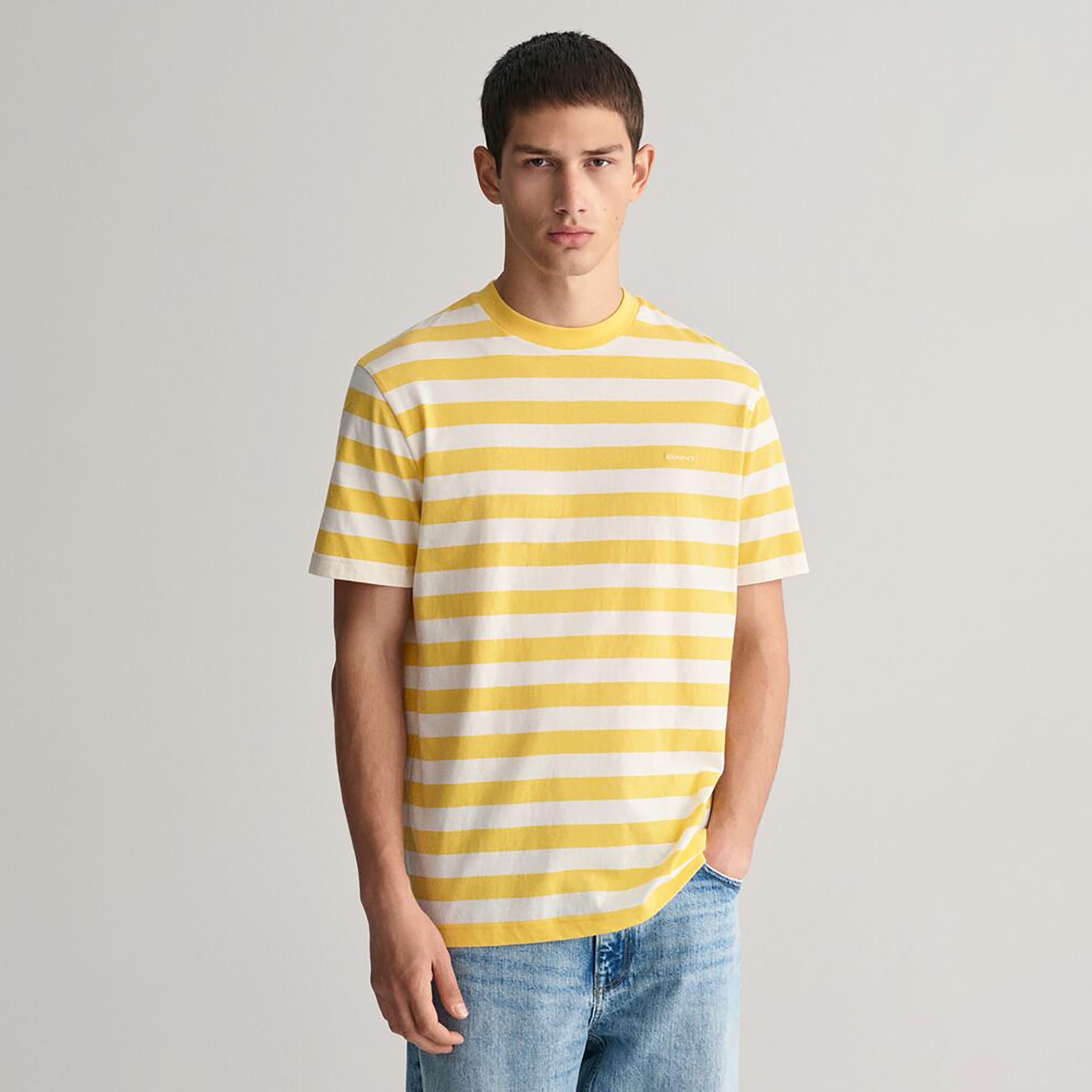 تي شيرت مخطط بأكمام قصيرة ورقبة دائرية من غانت-men-clothing-tshirtsandpolos-tshirts-image-13