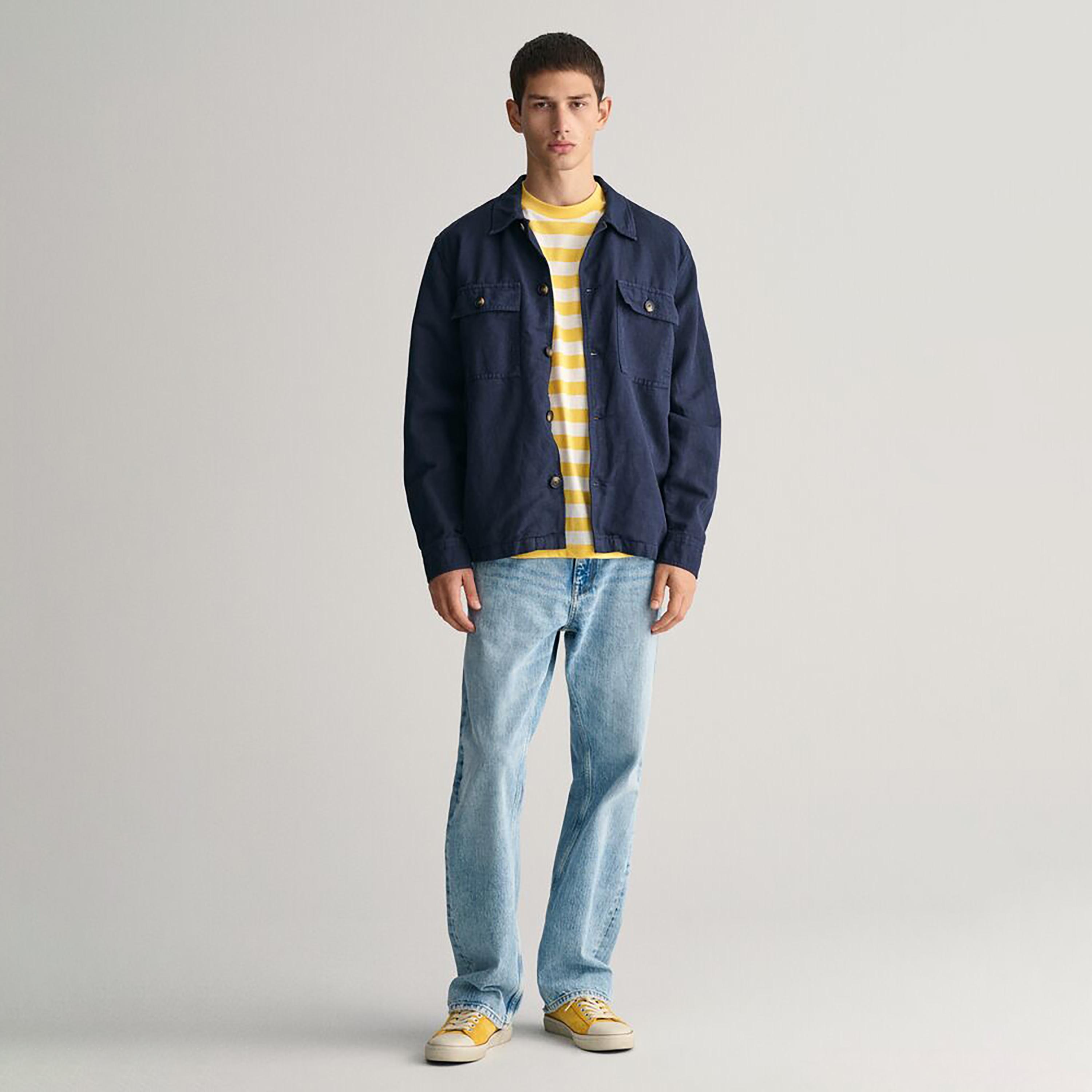 تي شيرت مخطط بأكمام قصيرة ورقبة دائرية من غانت-men-clothing-tshirtsandpolos-tshirts-image-14