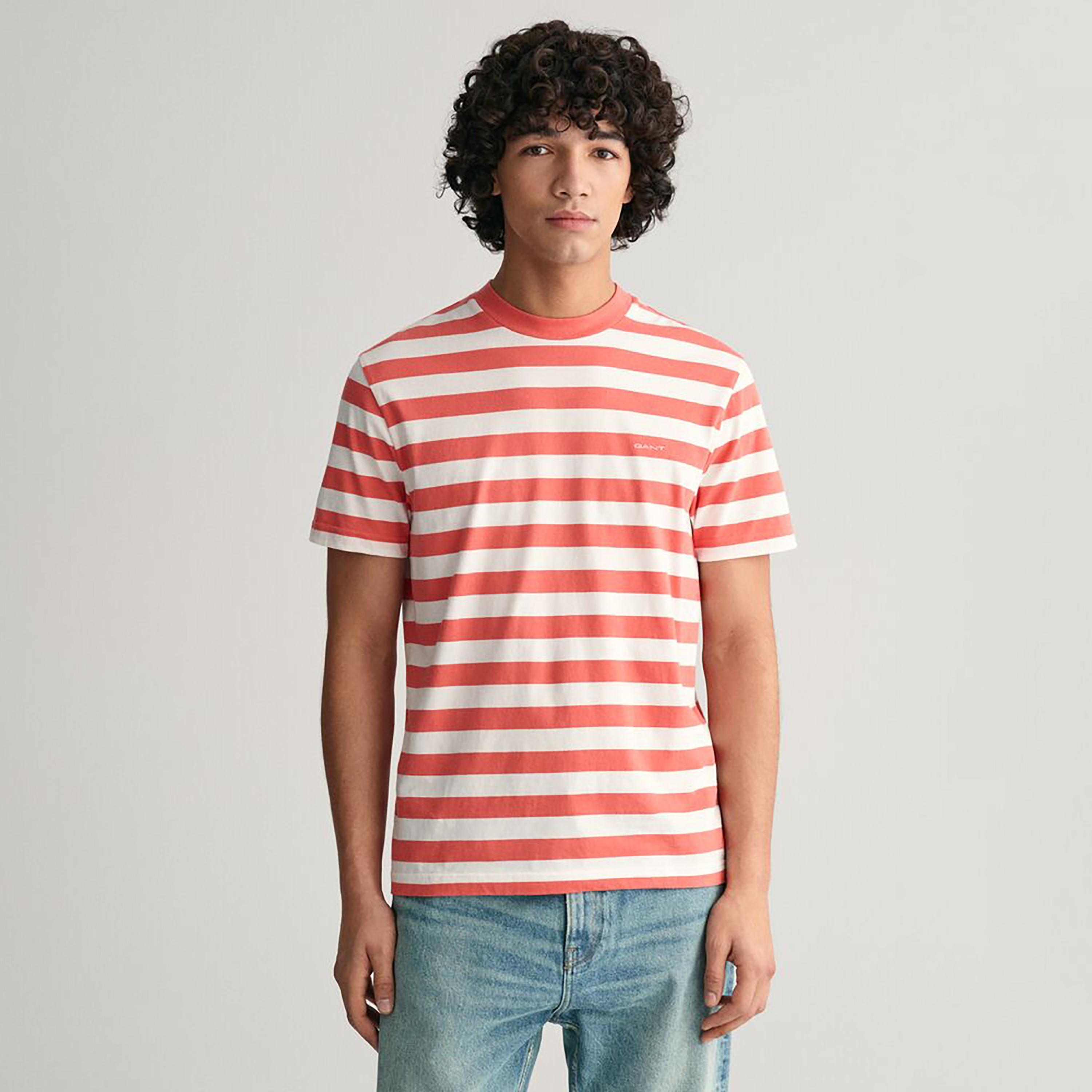 تي شيرت مخطط بأكمام قصيرة ورقبة دائرية من غانت-men-clothing-tshirtsandpolos-tshirts-image-10