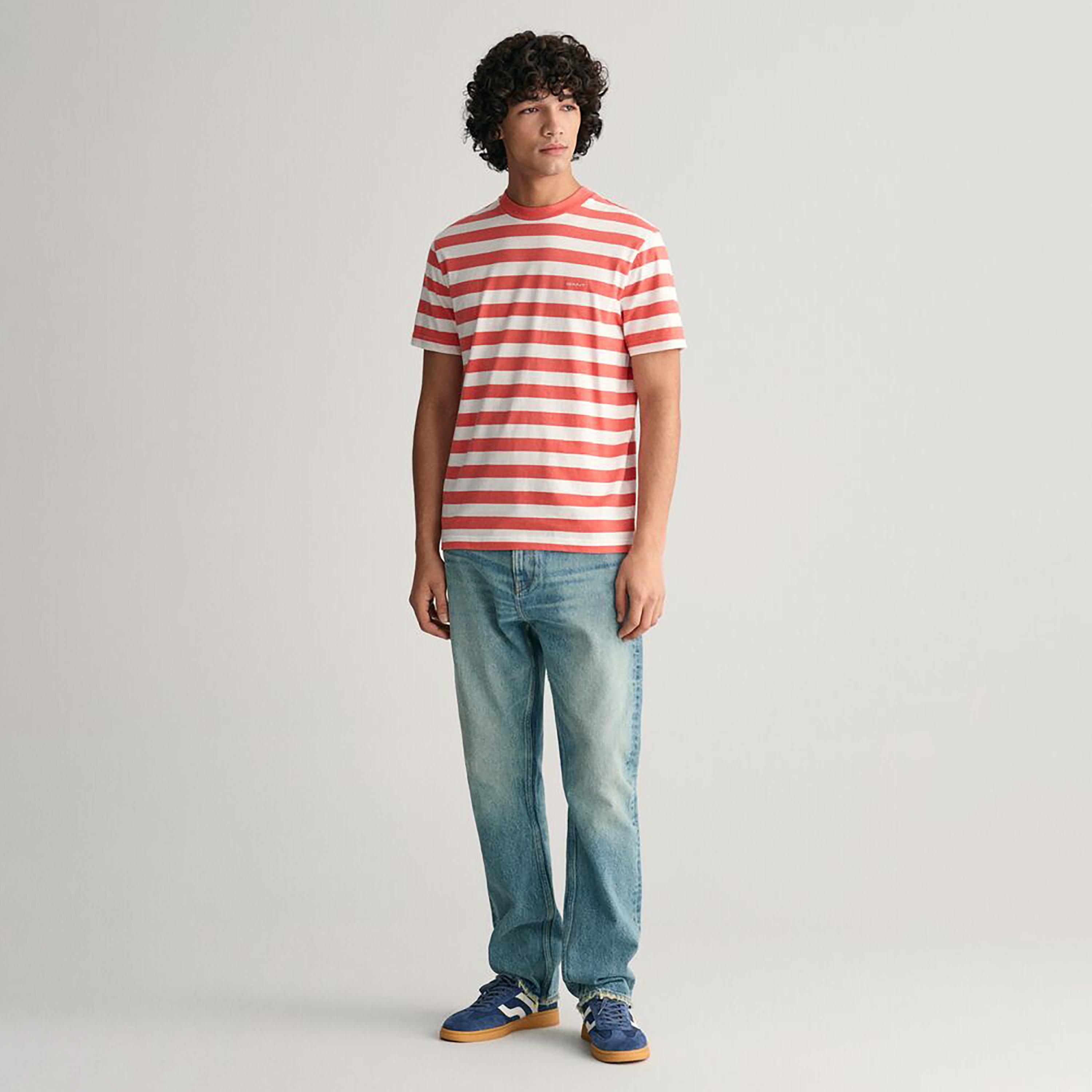 تي شيرت مخطط بأكمام قصيرة ورقبة دائرية من غانت-men-clothing-tshirtsandpolos-tshirts-image-11
