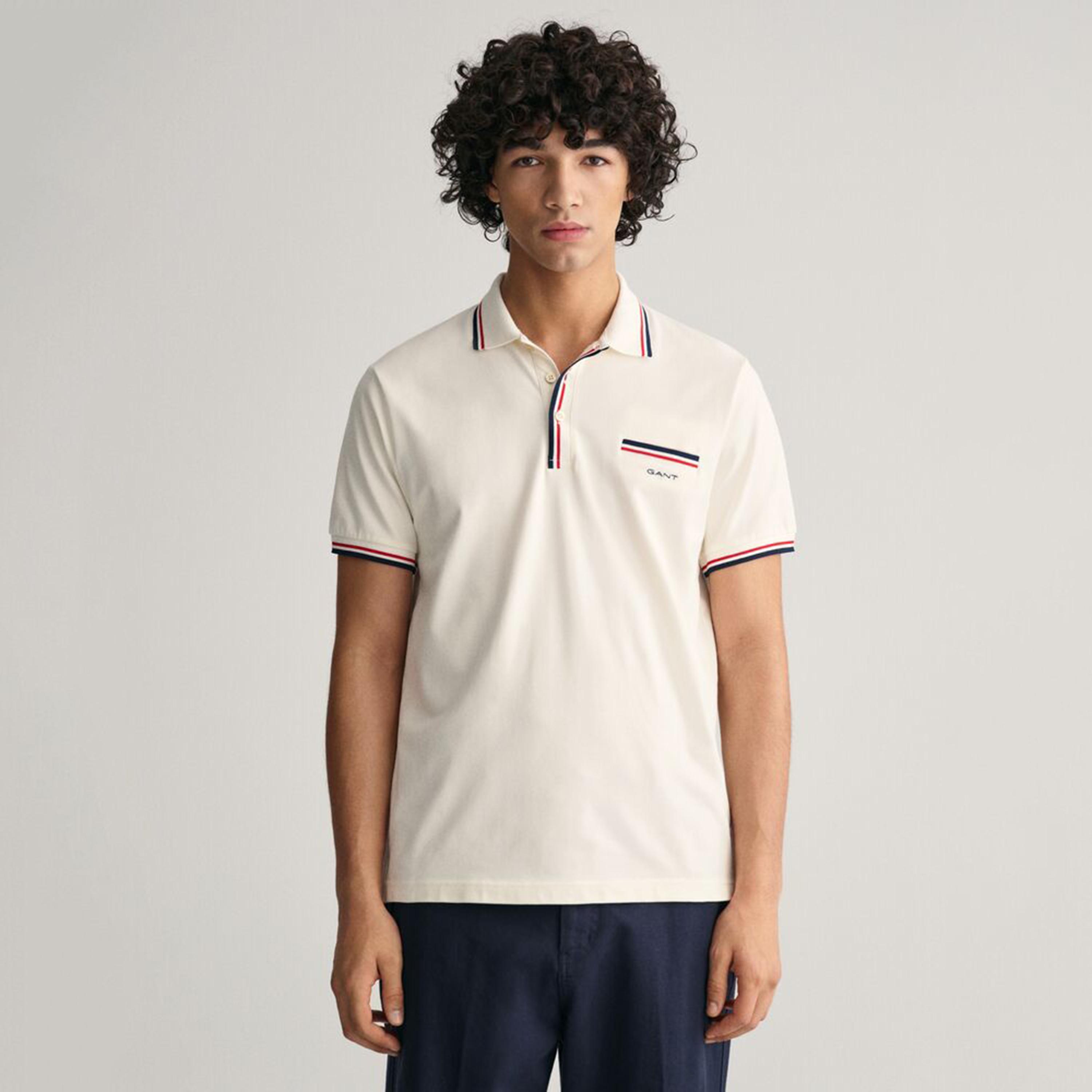تيشيرت بولو رجالي بياقة سادة وأكمام قصيرة من جانت.-men-clothing-tshirtsandpolos-polos-image-1