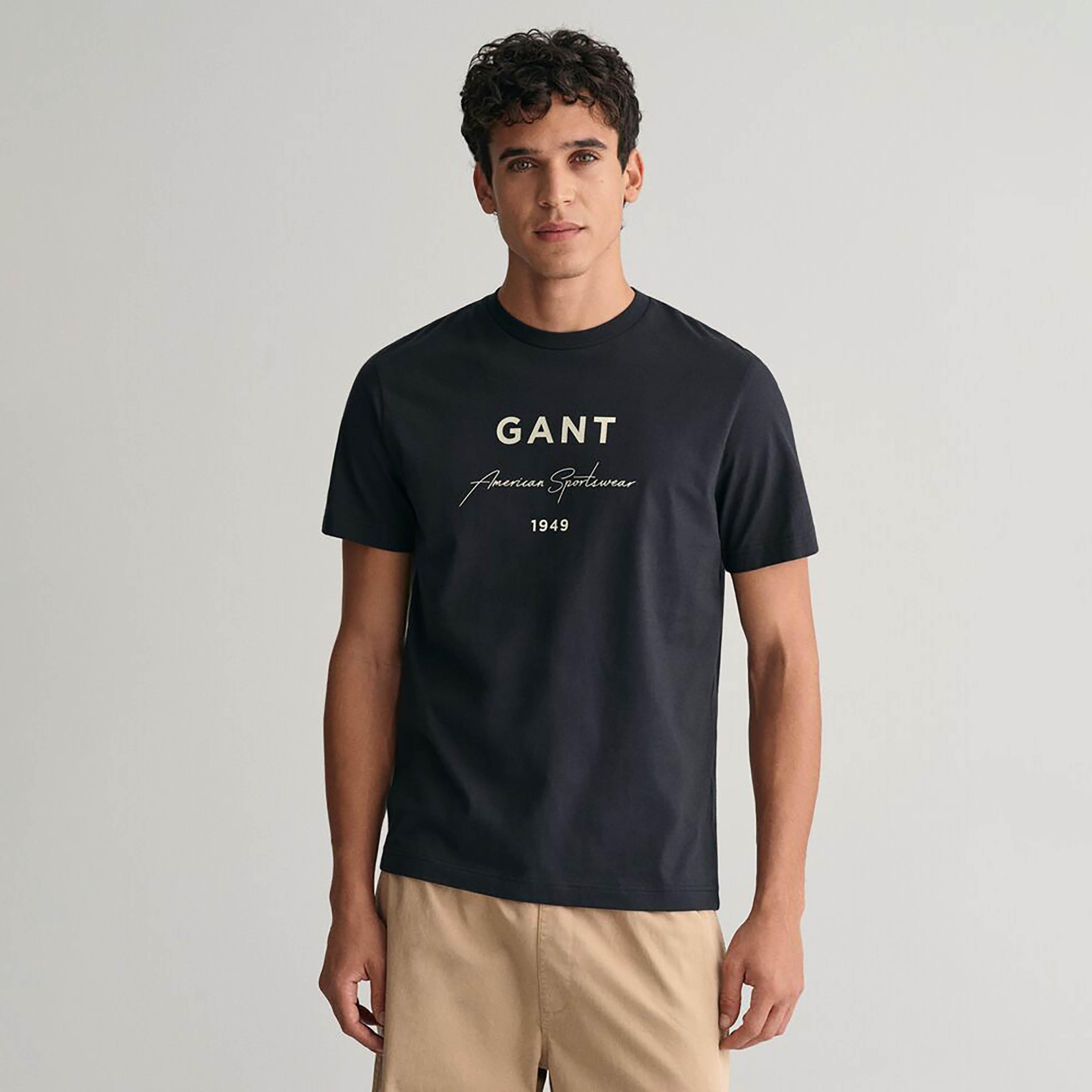 Gant Logo Print Round Neck Short Sleeves Men's T-Shirt-men-clothing-tshirtsandpolos-tshirts-image-1