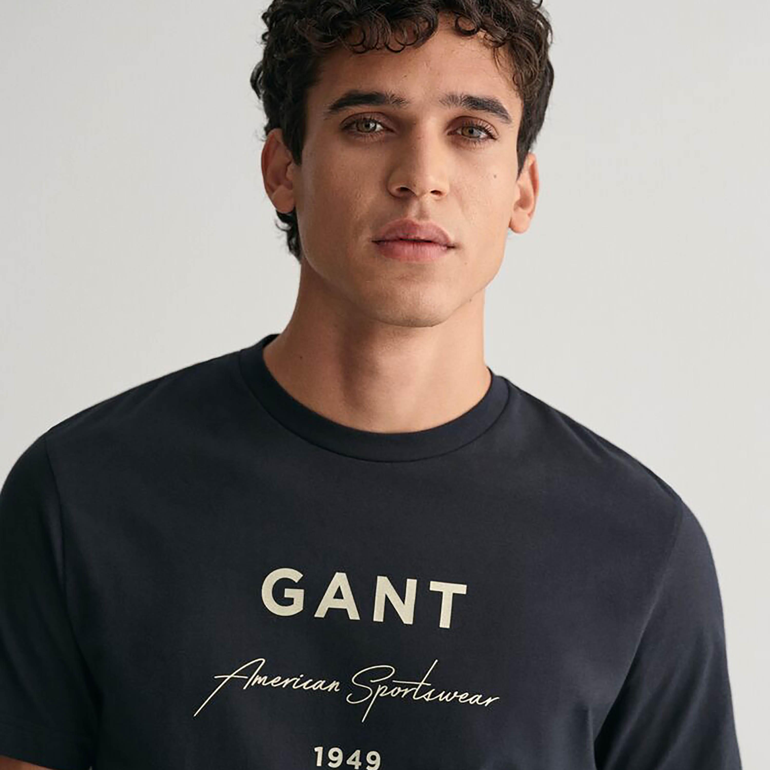 Gant Logo Print Round Neck Short Sleeves Men's T-Shirt-men-clothing-tshirtsandpolos-tshirts-image-3