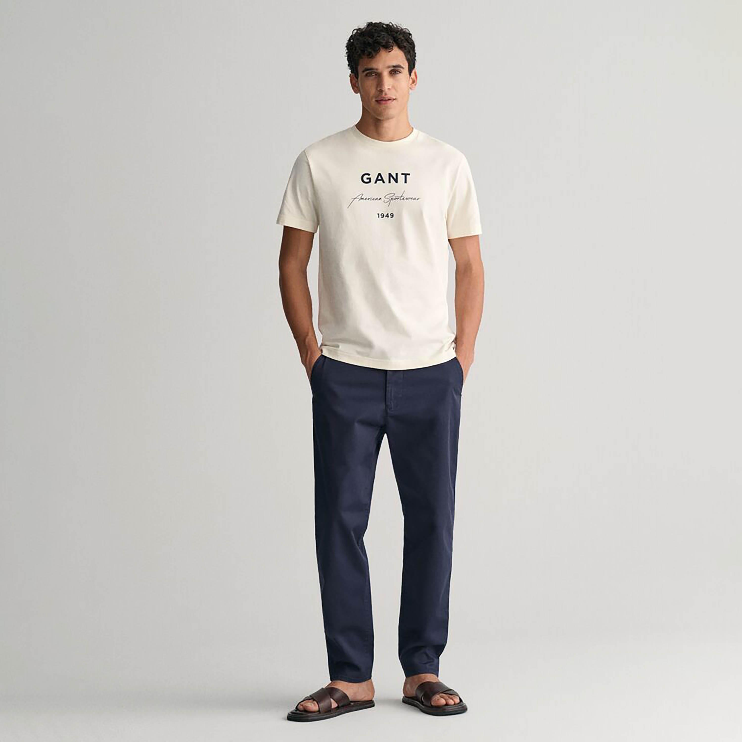 Gant Logo Print Round Neck Short Sleeves Men's T-Shirt-men-clothing-tshirtsandpolos-tshirts-image-12