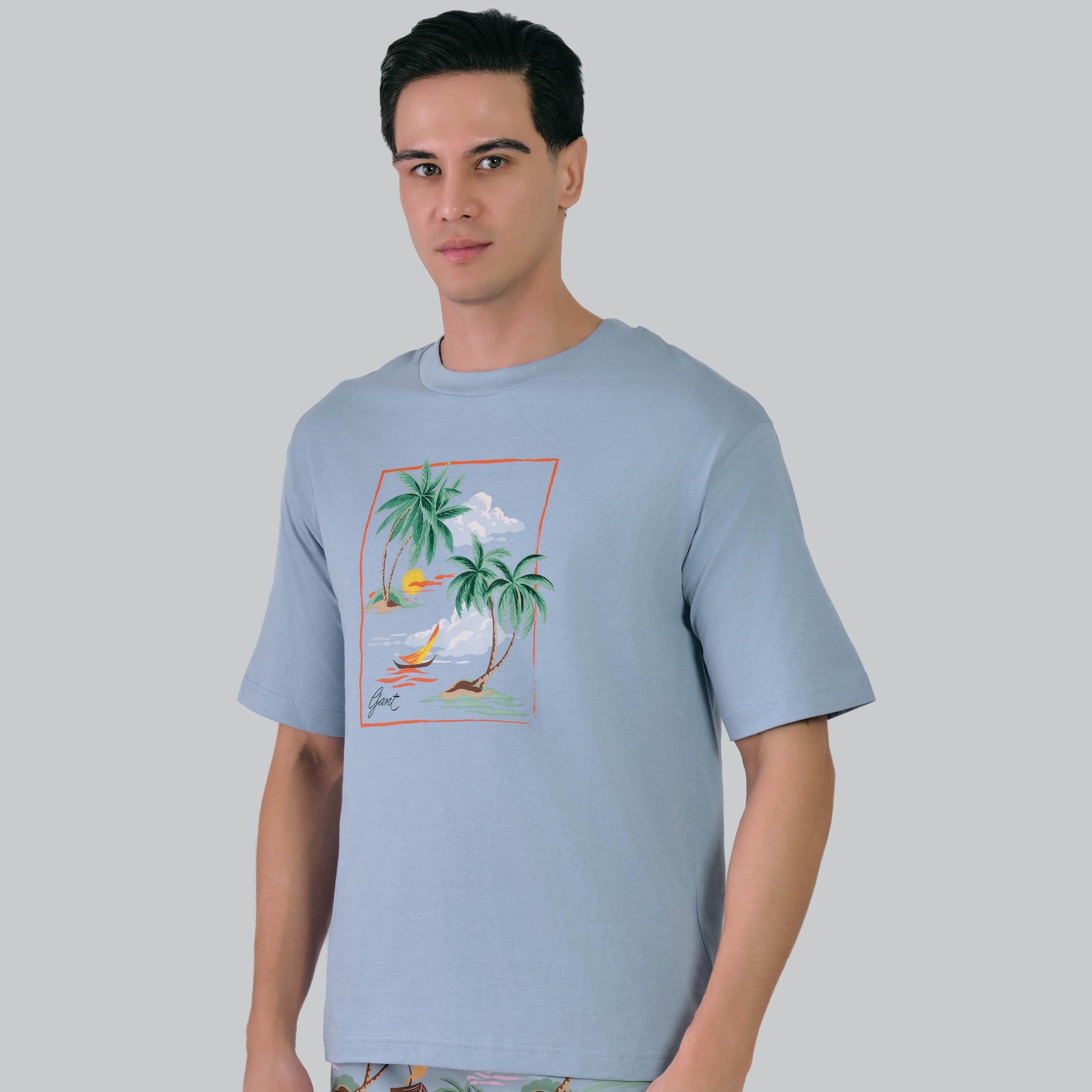 تي شيرت رجالي بأكمام قصيرة ورقبة دائرية وطبعة استوائية من غانت-men-clothing-tshirtsandpolos-tshirts-image-4