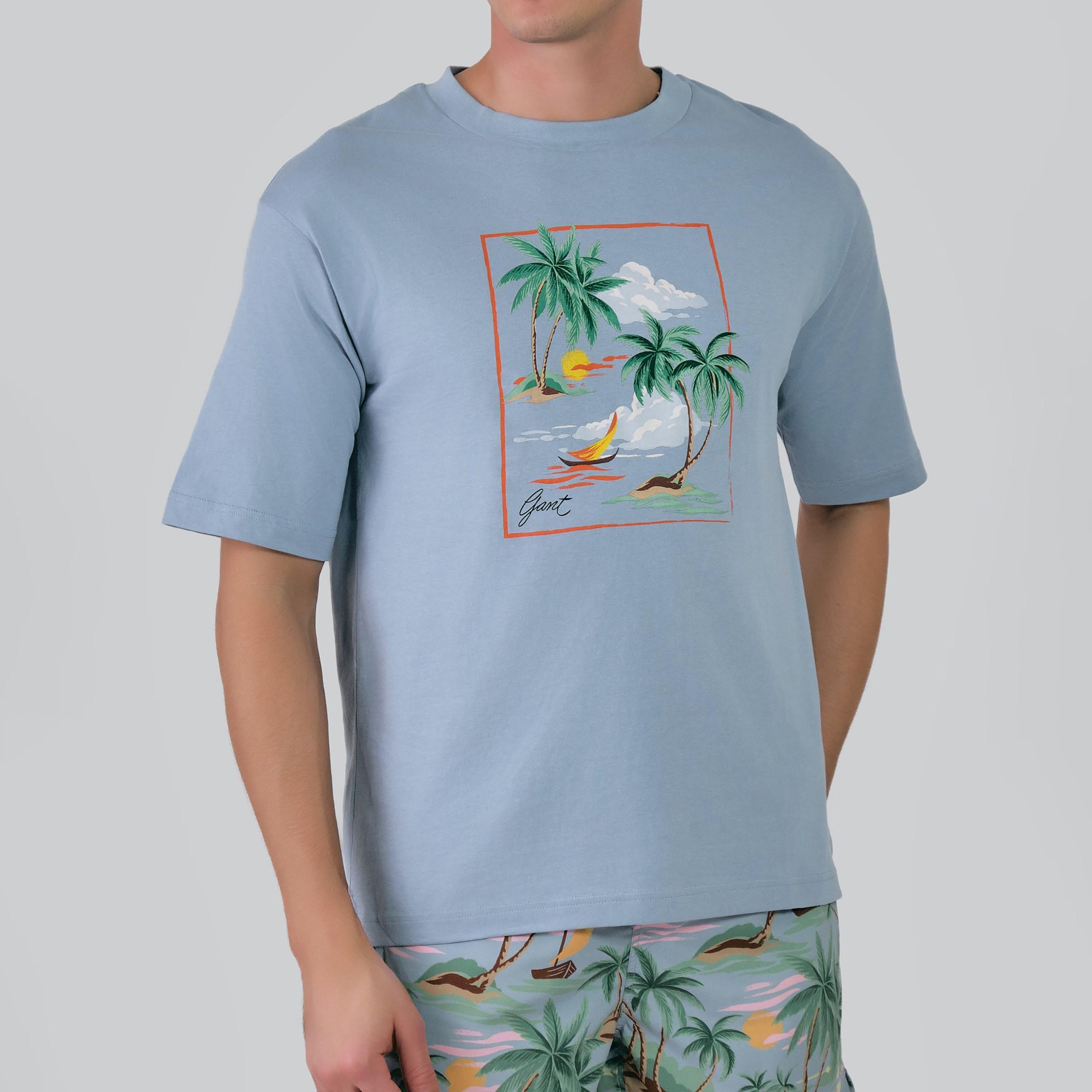تي شيرت رجالي بأكمام قصيرة ورقبة دائرية وطبعة استوائية من غانت-men-clothing-tshirtsandpolos-tshirts-image-7
