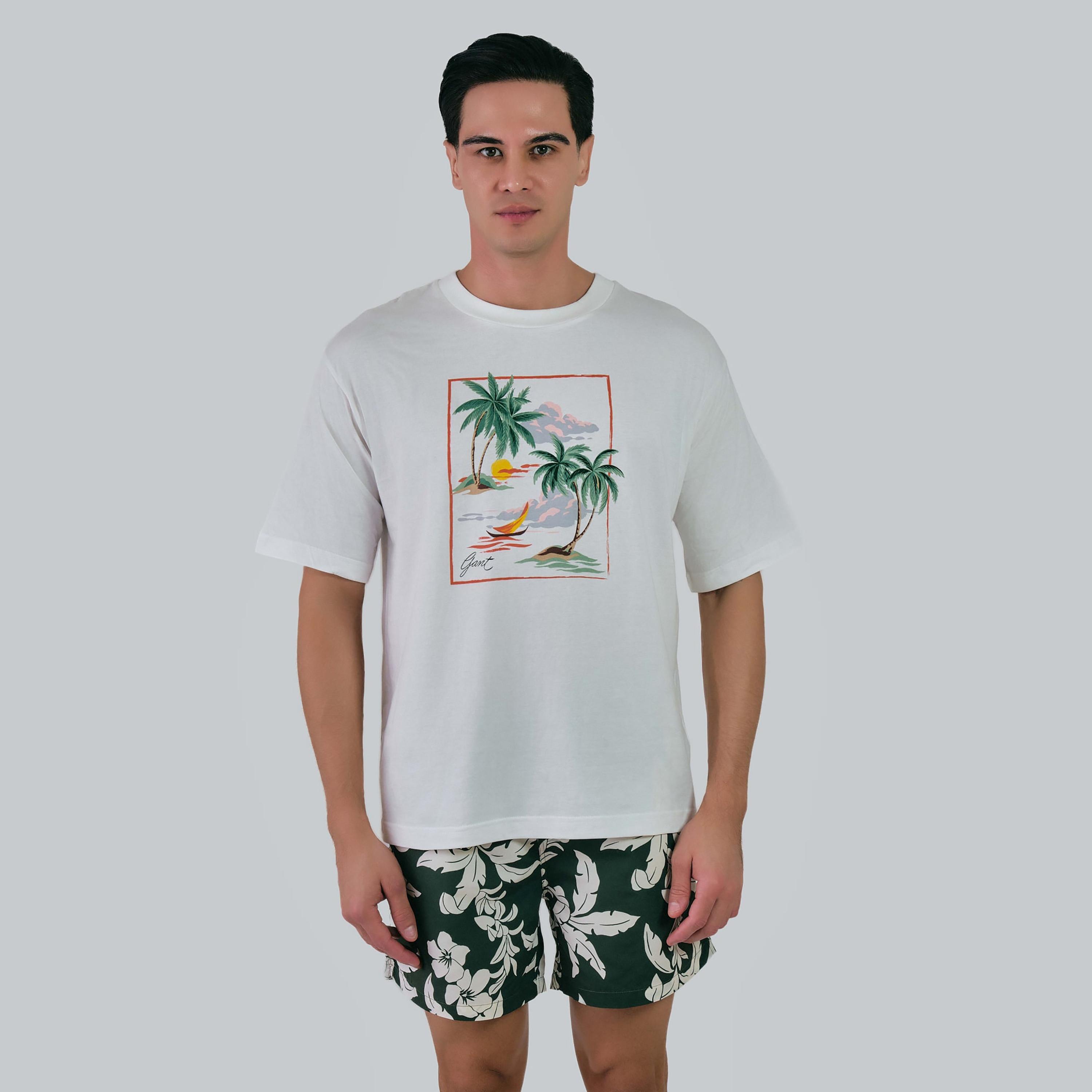 تي شيرت رجالي بأكمام قصيرة ورقبة دائرية وطبعة استوائية من غانت-men-clothing-tshirtsandpolos-tshirts-image-1
