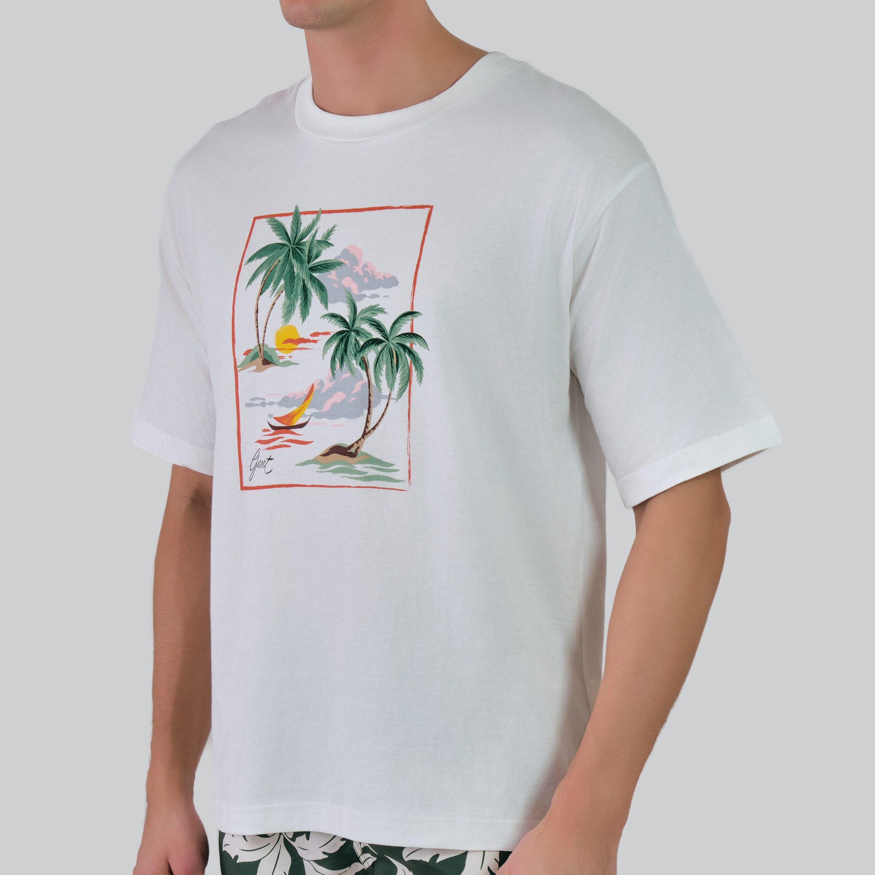 تي شيرت رجالي بأكمام قصيرة ورقبة دائرية وطبعة استوائية من غانت-men-clothing-tshirtsandpolos-tshirts-image-2