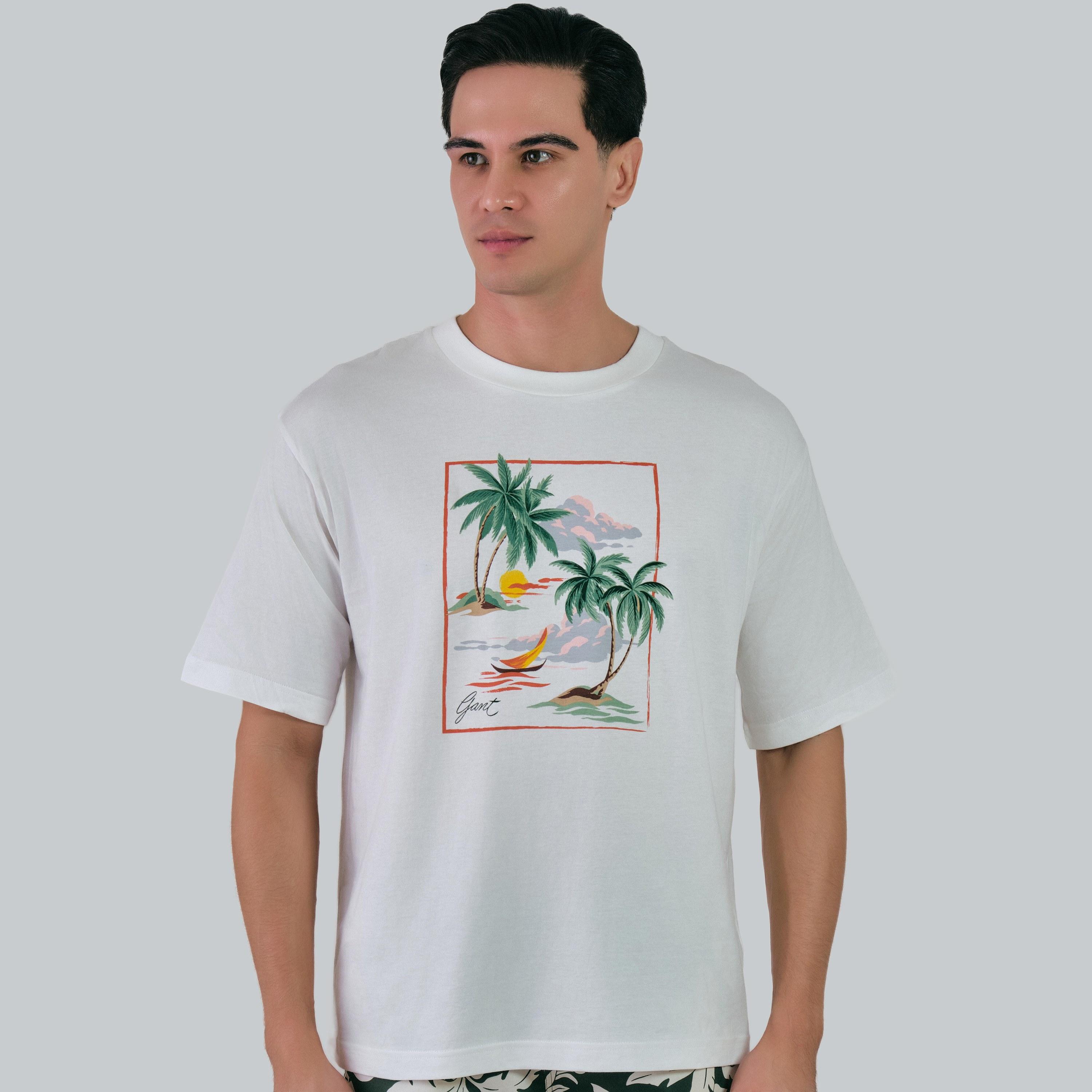 تي شيرت رجالي بأكمام قصيرة ورقبة دائرية وطبعة استوائية من غانت-men-clothing-tshirtsandpolos-tshirts-image-3