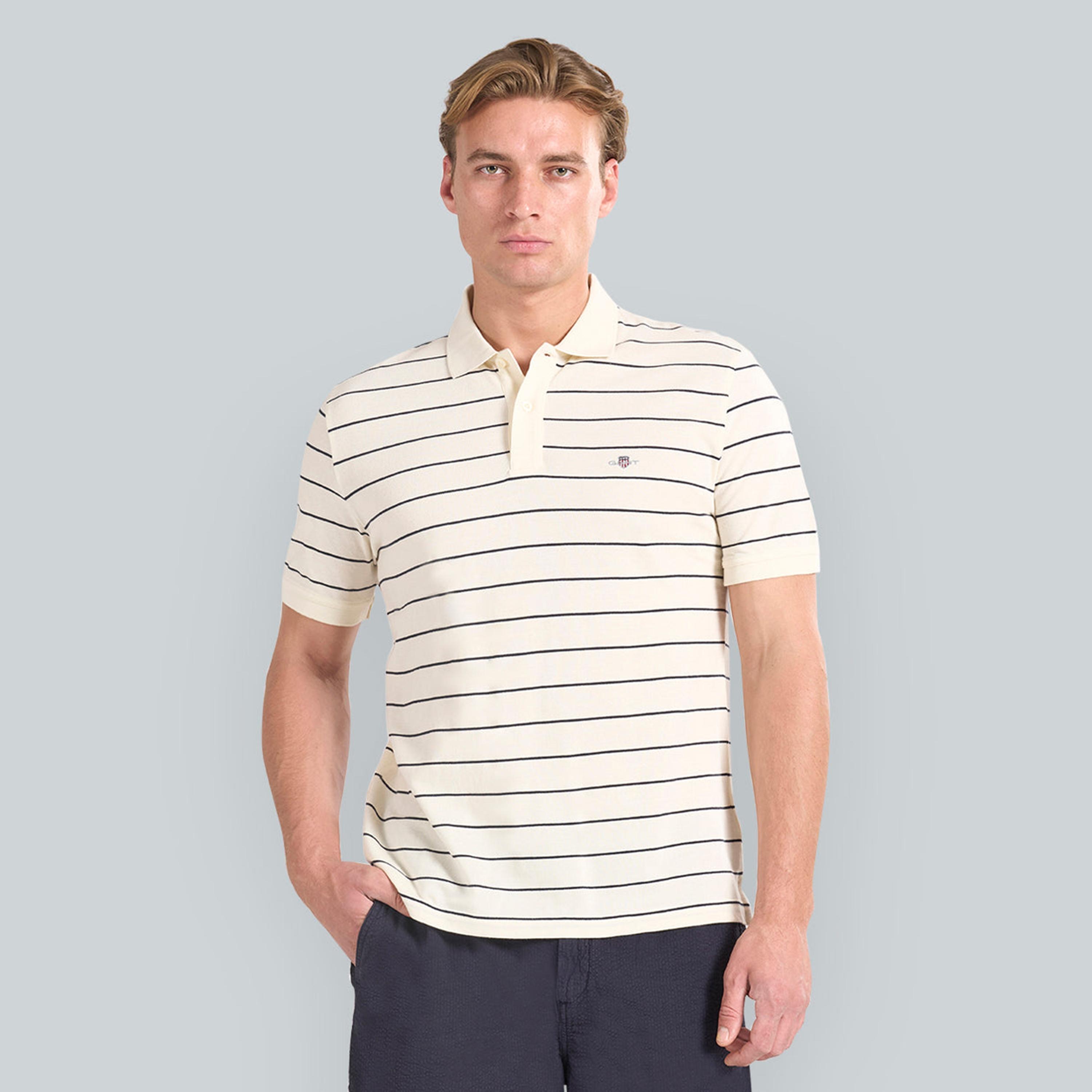 Gant Striped Collared Short Sleeves Men's Polo T-Shirt-men-clothing-tshirtsandpolos-polos-image-1