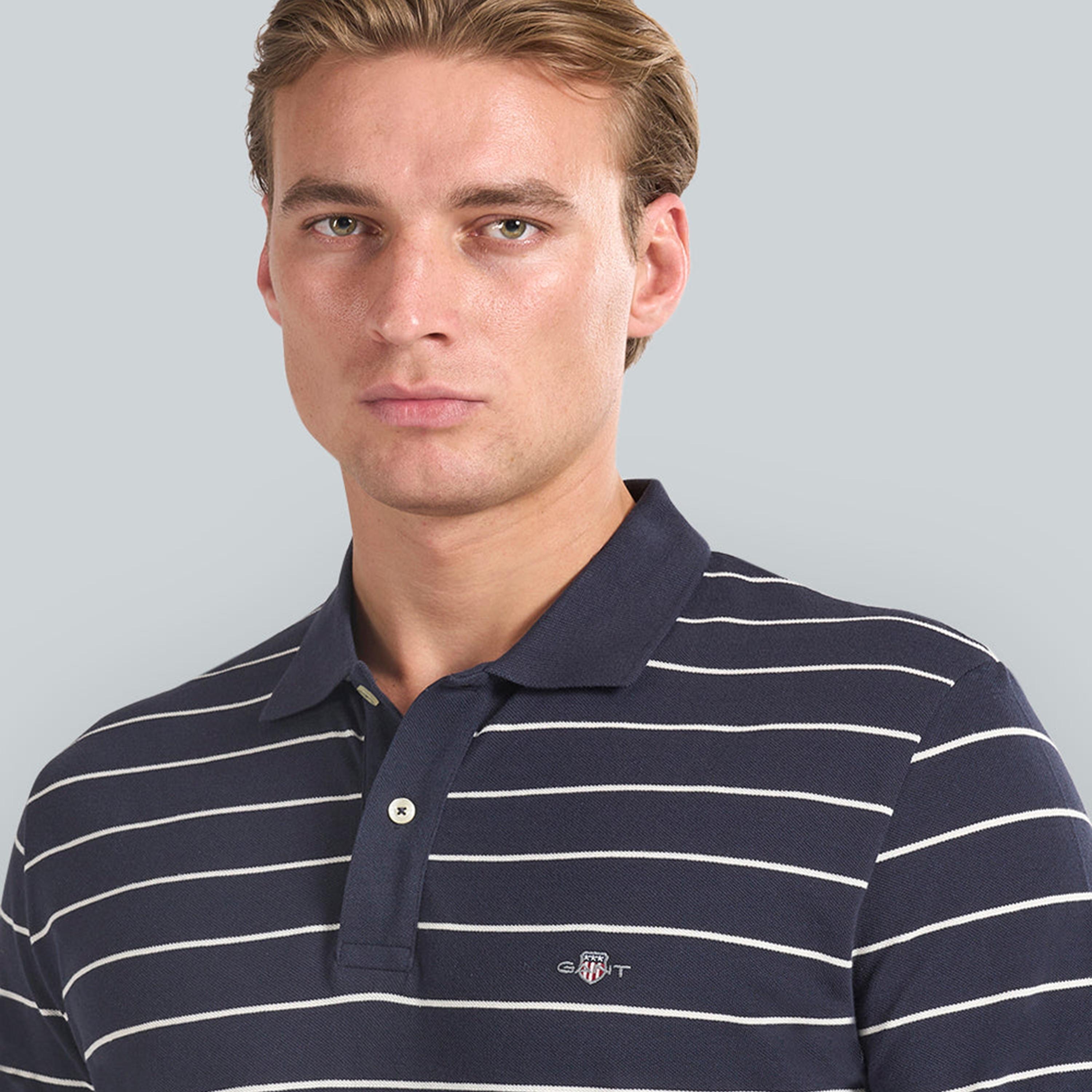 تيشيرت بولو رجالي بياقة مخططة وأكمام قصيرة من جانت.-men-clothing-tshirtsandpolos-polos-image-15